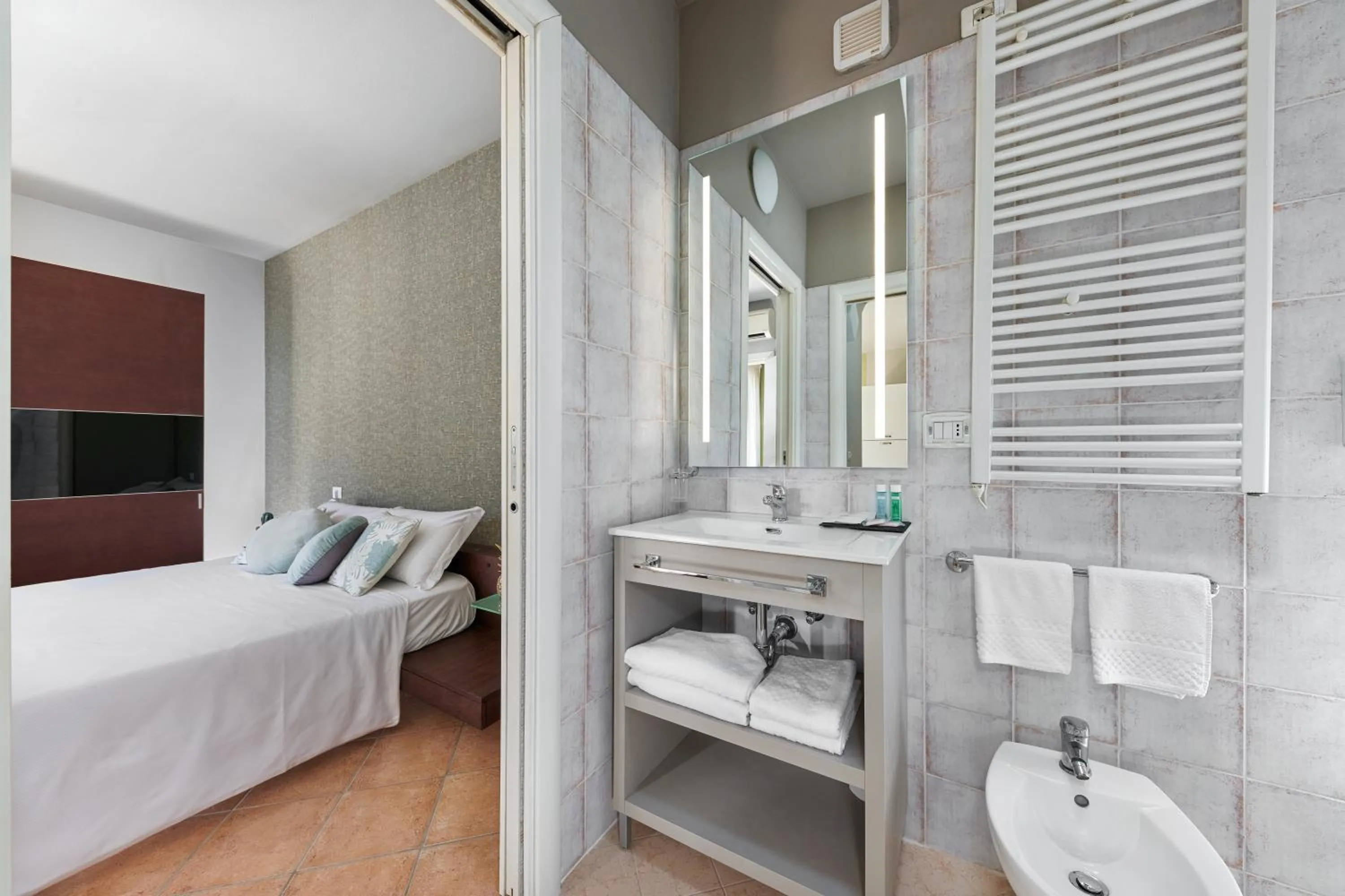 Bathroom, Bed in Residence Poggio Dei Pini