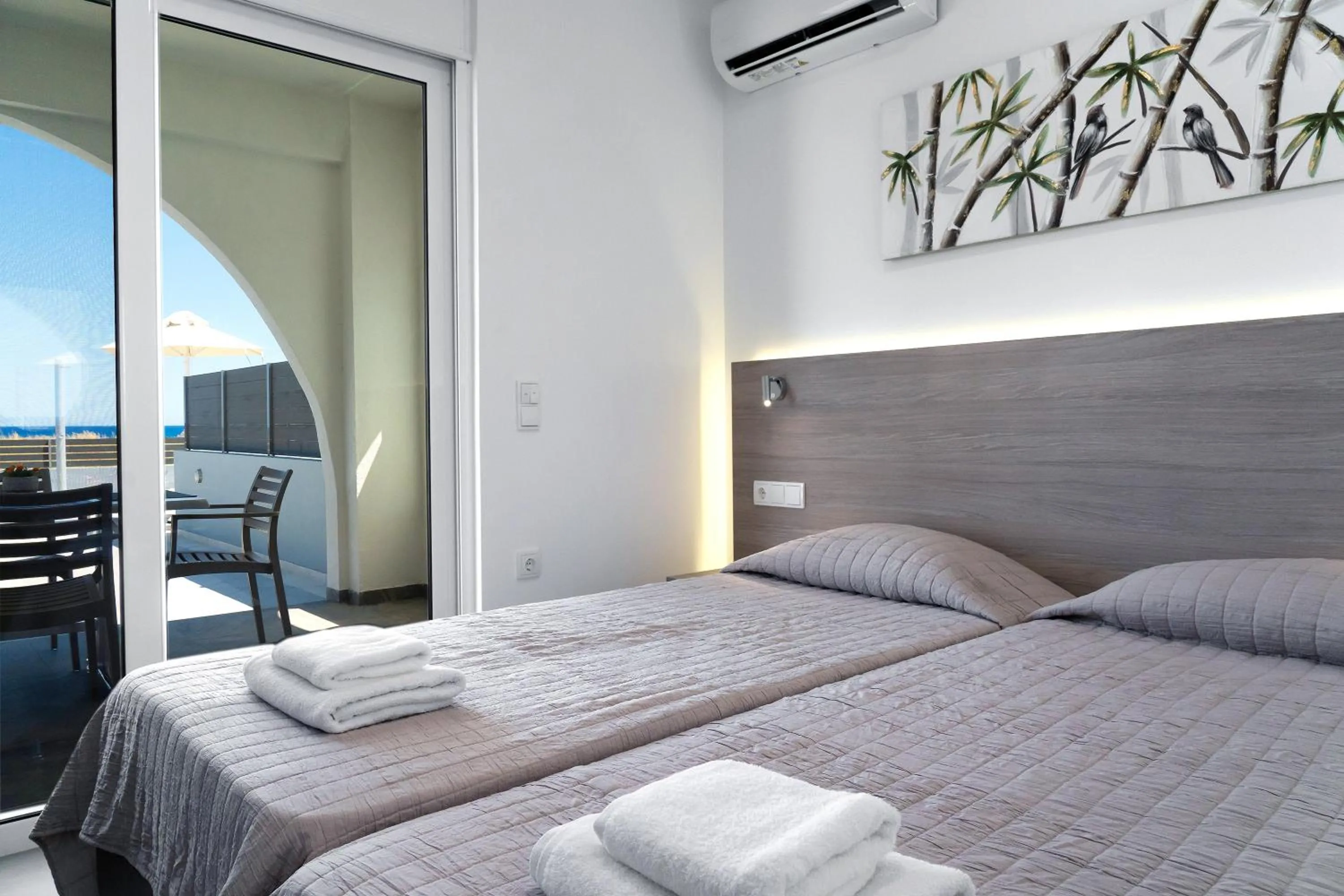 Bedroom, Bed in Aegean Horizon apartments
