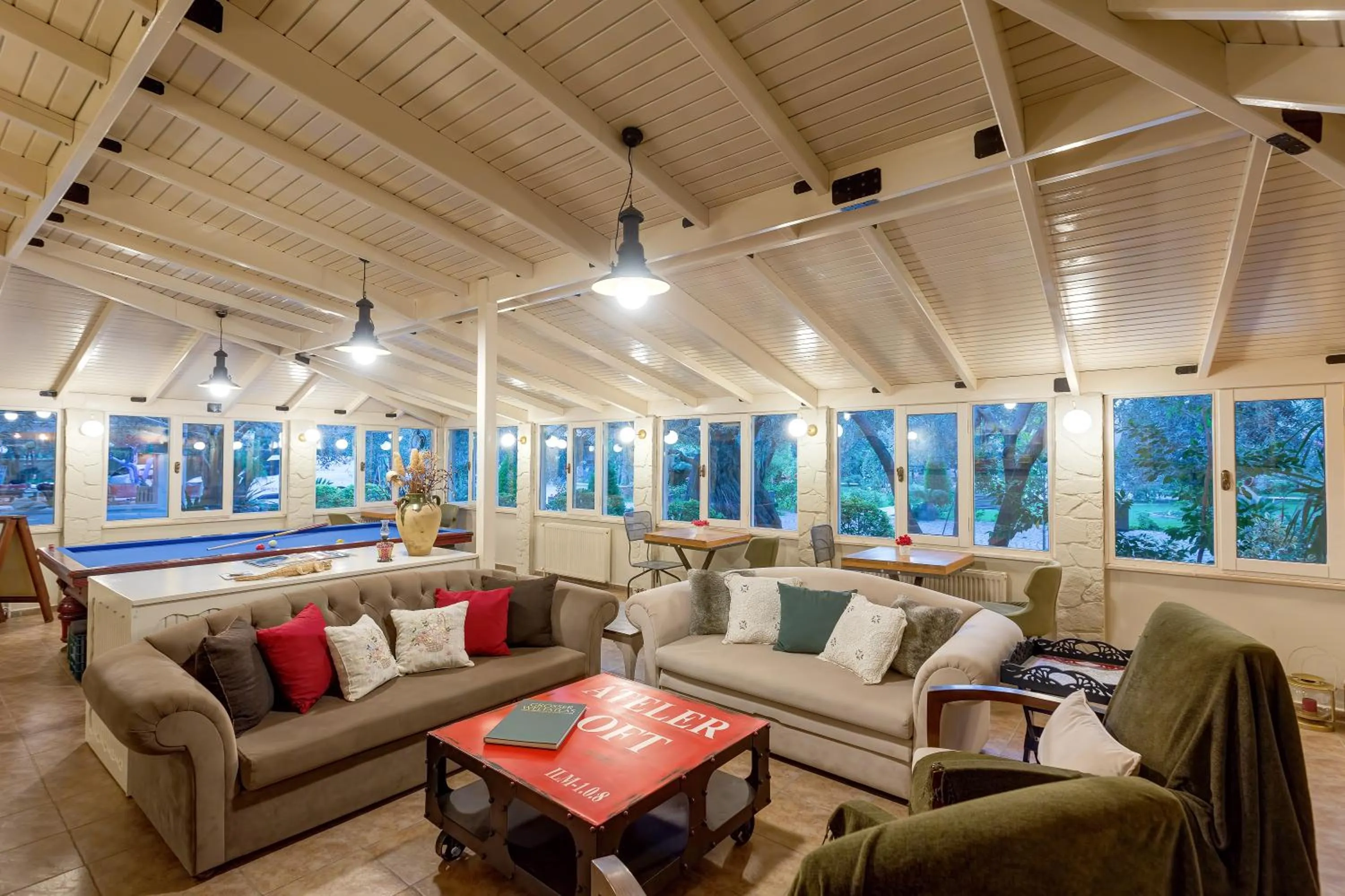 Seating area in Gurel Garden House