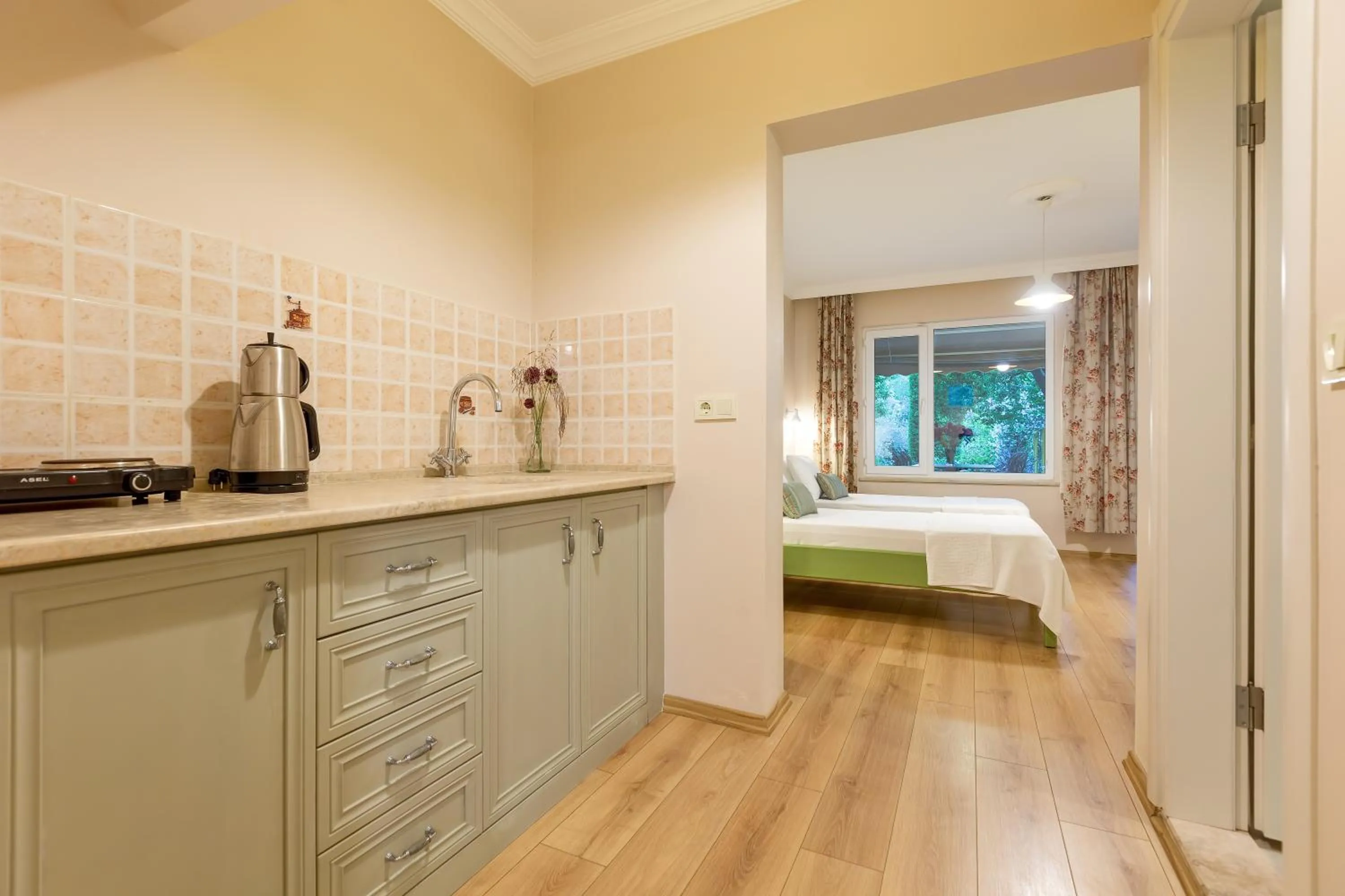 Kitchen or kitchenette, Bed in Gurel Garden House