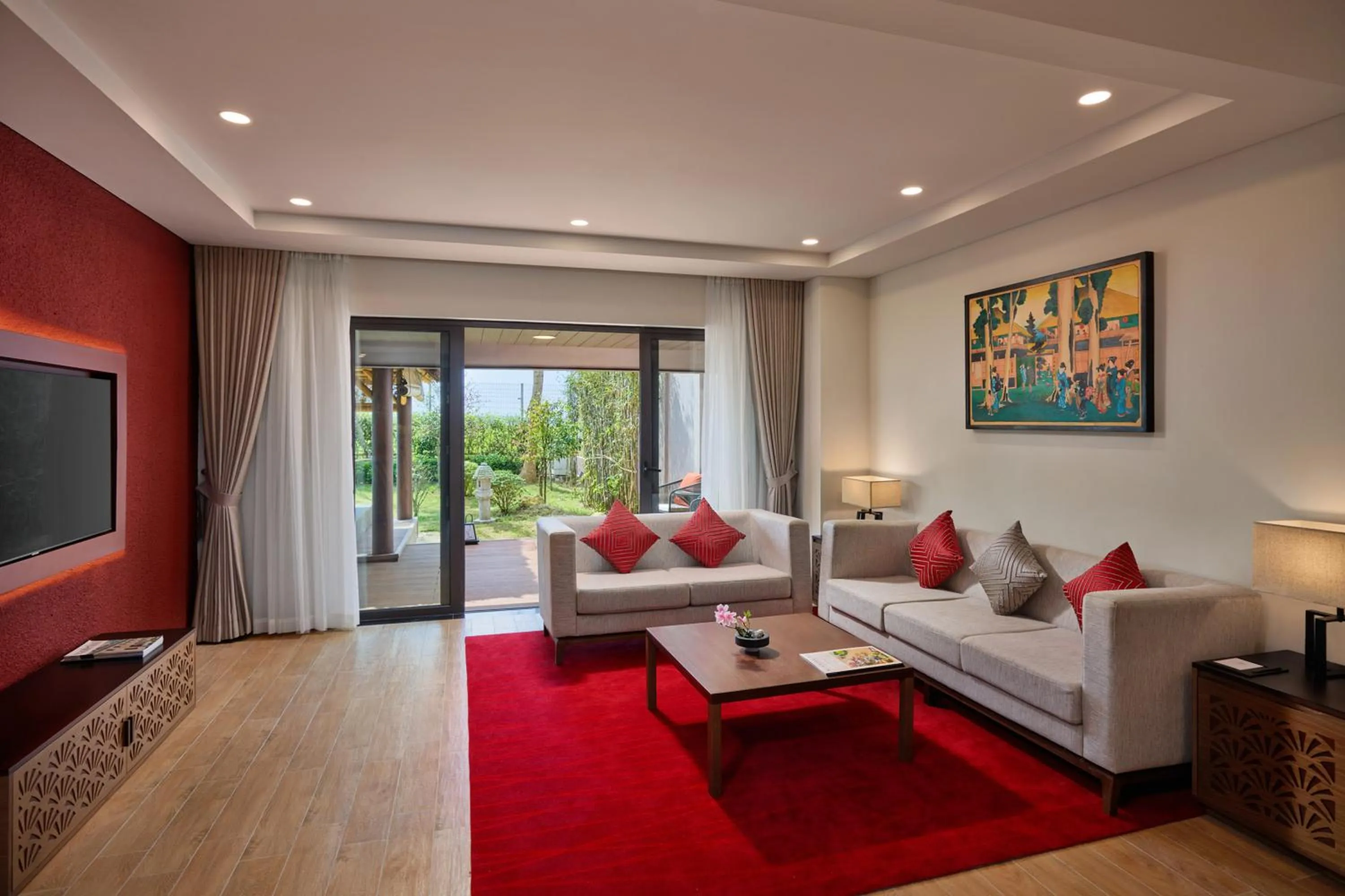 Communal lounge/ TV room in Kobi Onsen Resort Hue, Affiliated by Melia