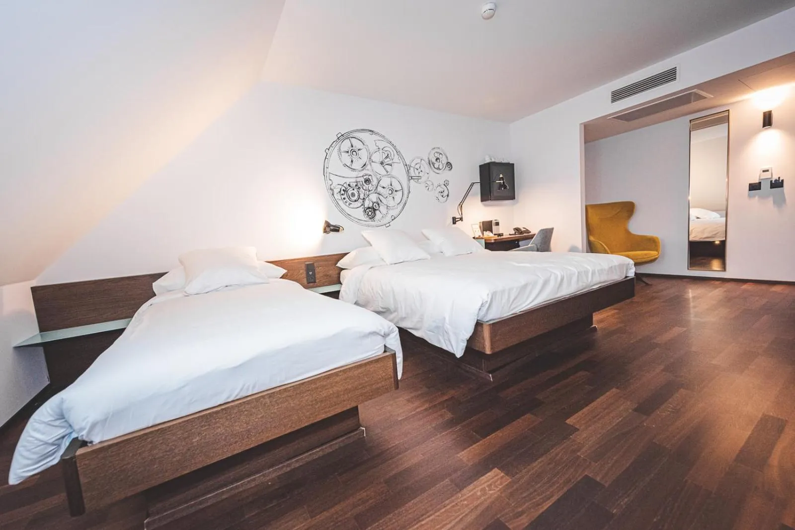 Bed in Hotel Bernina Geneva