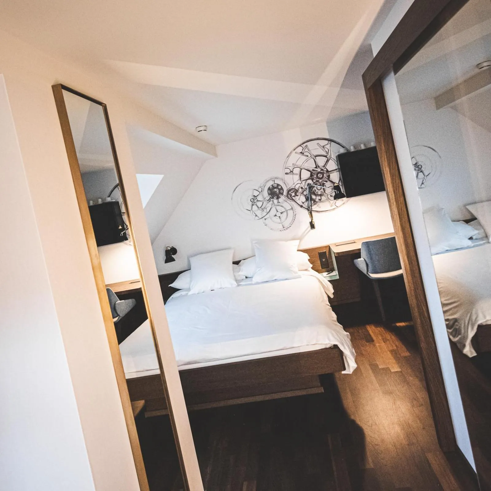 Bed in Hotel Bernina Geneva