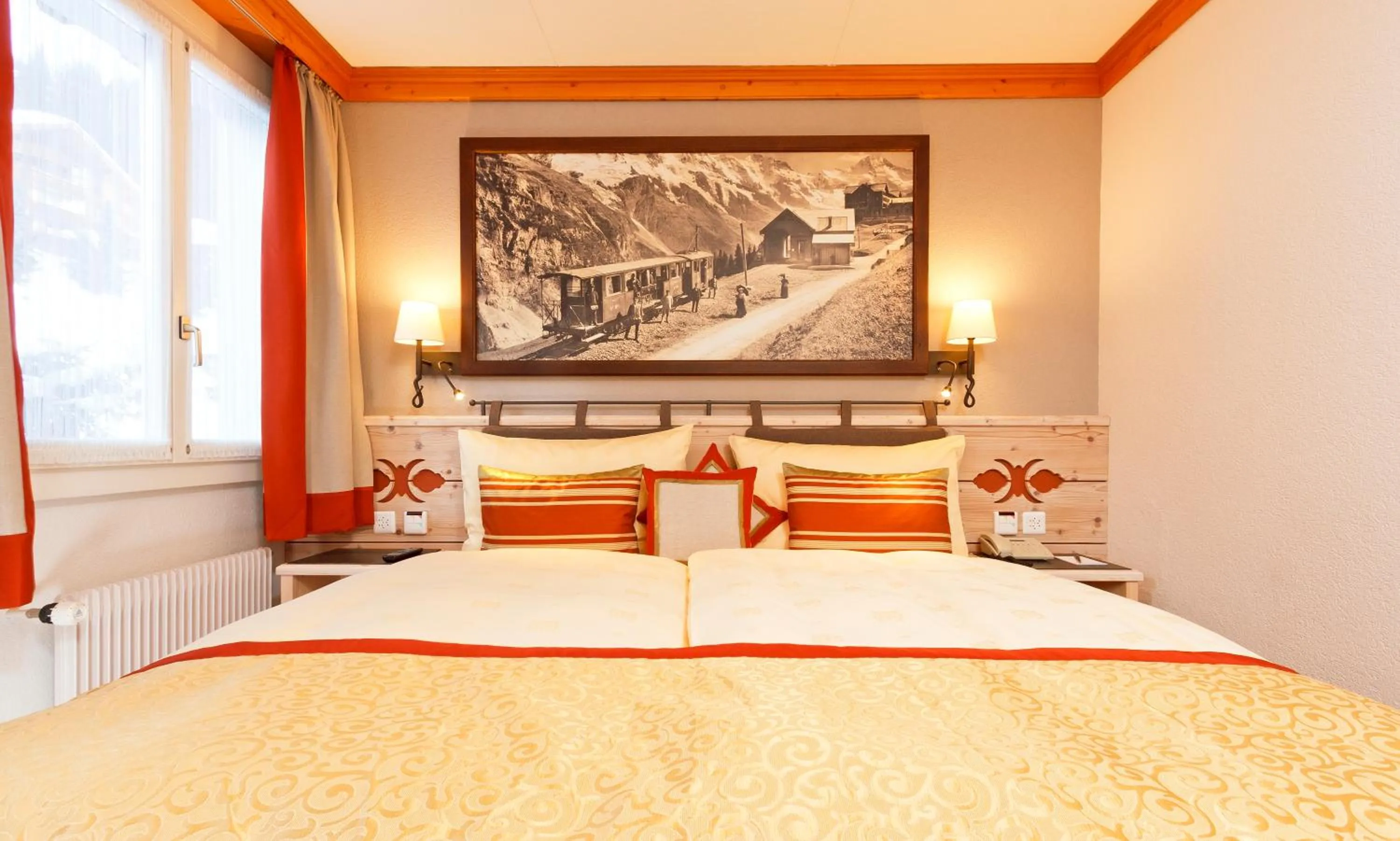 Bed in Eiger Mürren Swiss Quality Hotel