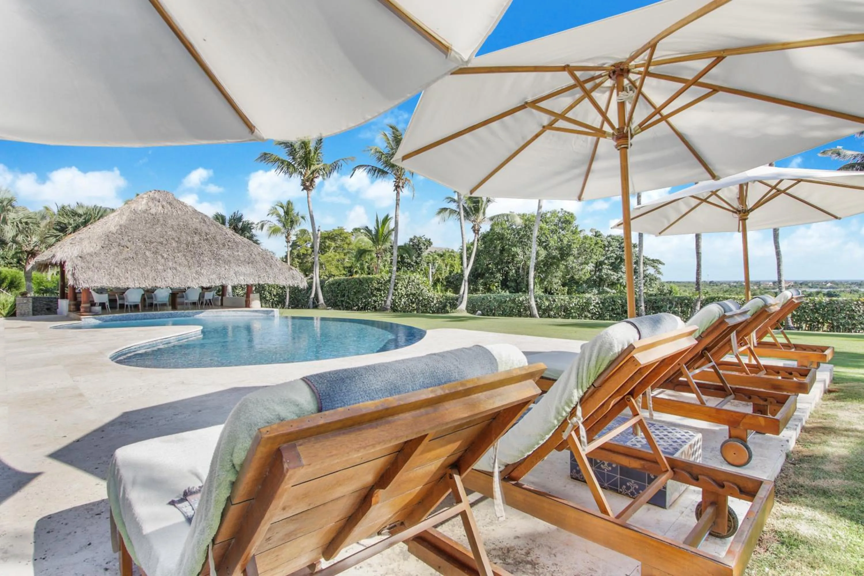 Pool view in Unique Villa with Ocean and River Views - Staff & Golf Carts