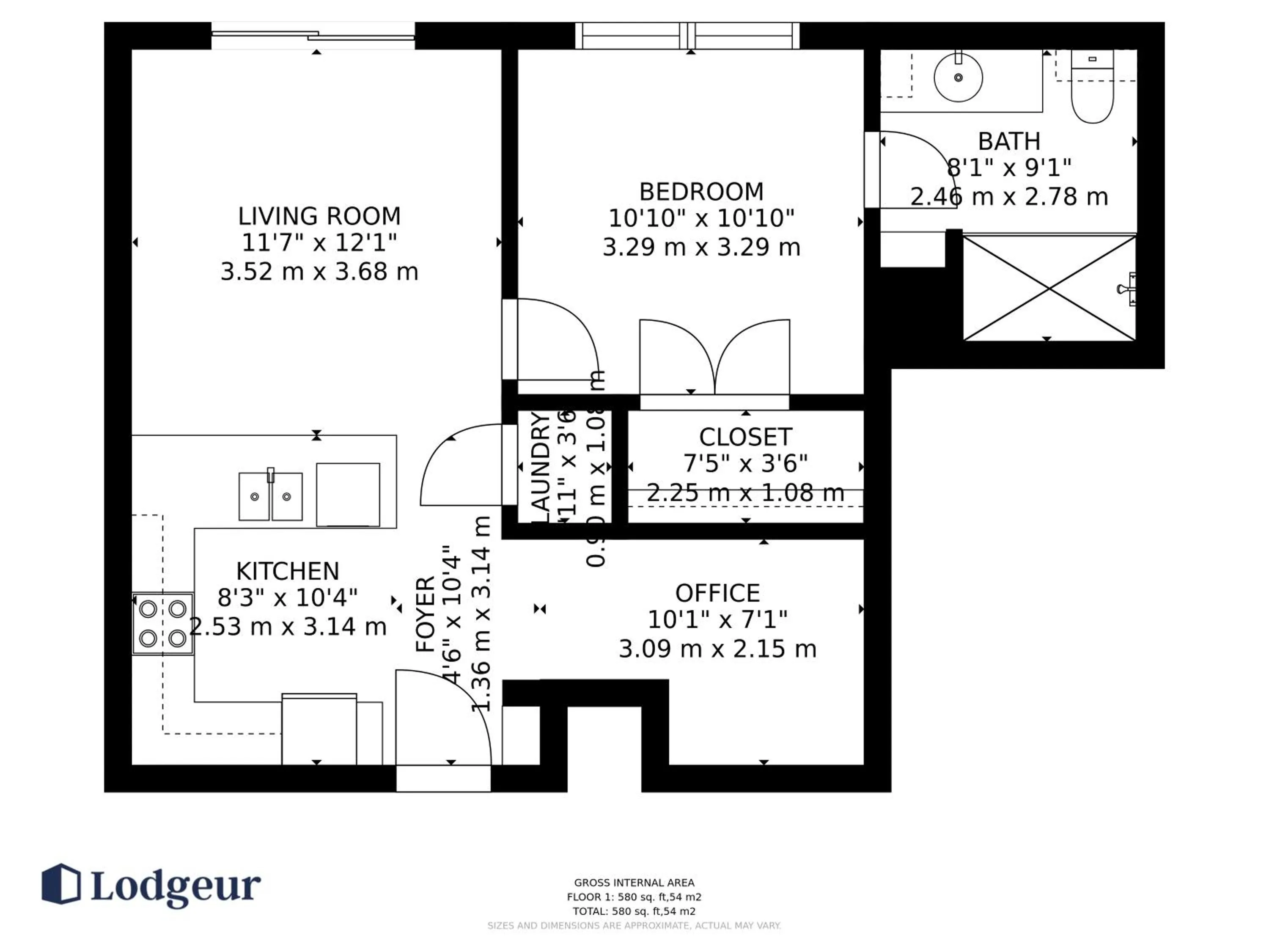 Floor plan in Lodgeur Midtown, Houston - close to Downtown & Texas Medical Center