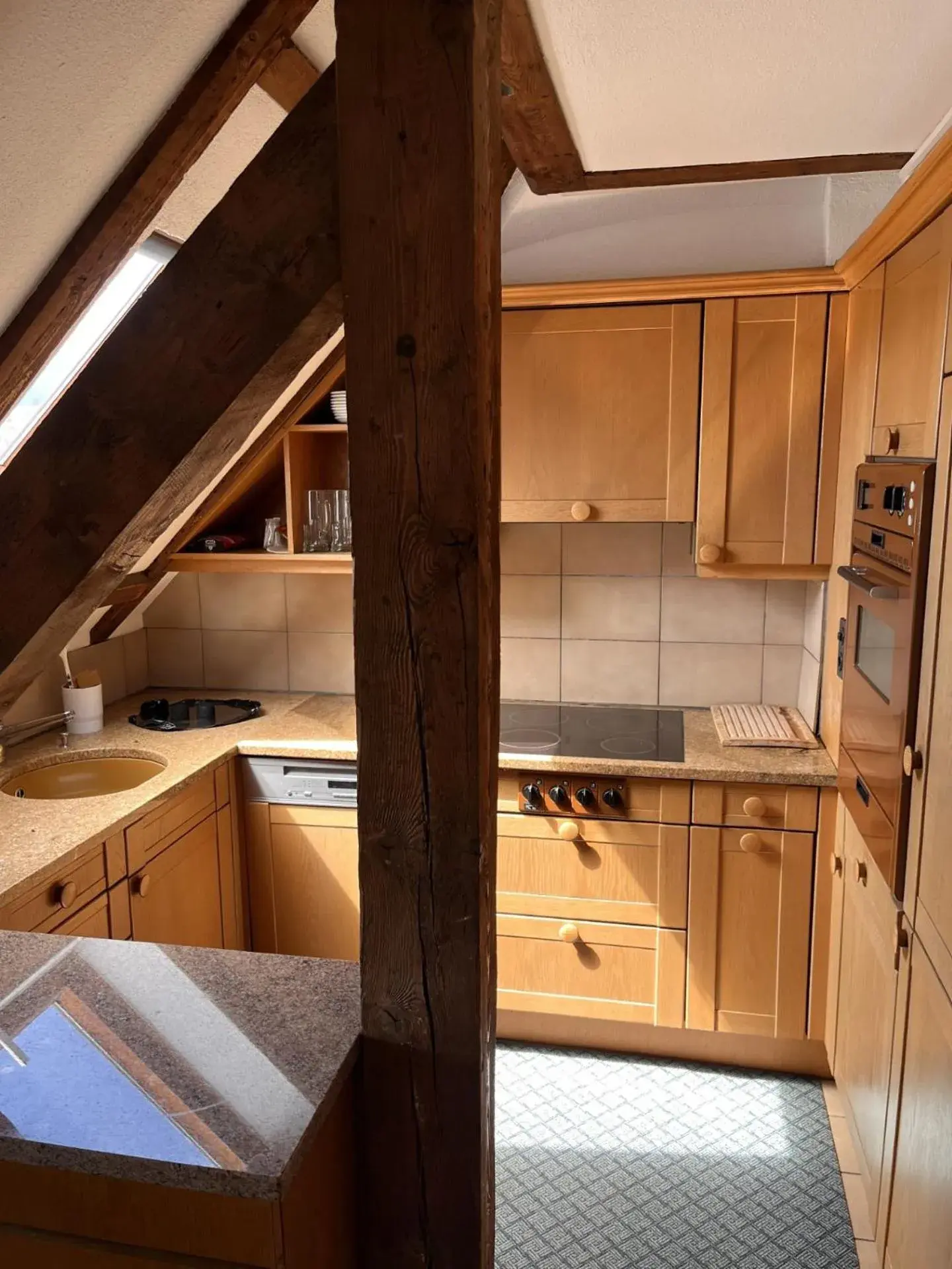 Kitchen or kitchenette, Bed in Hotel De la Paix Kitchen or kitchenette, Bed in Hotel De la Paix