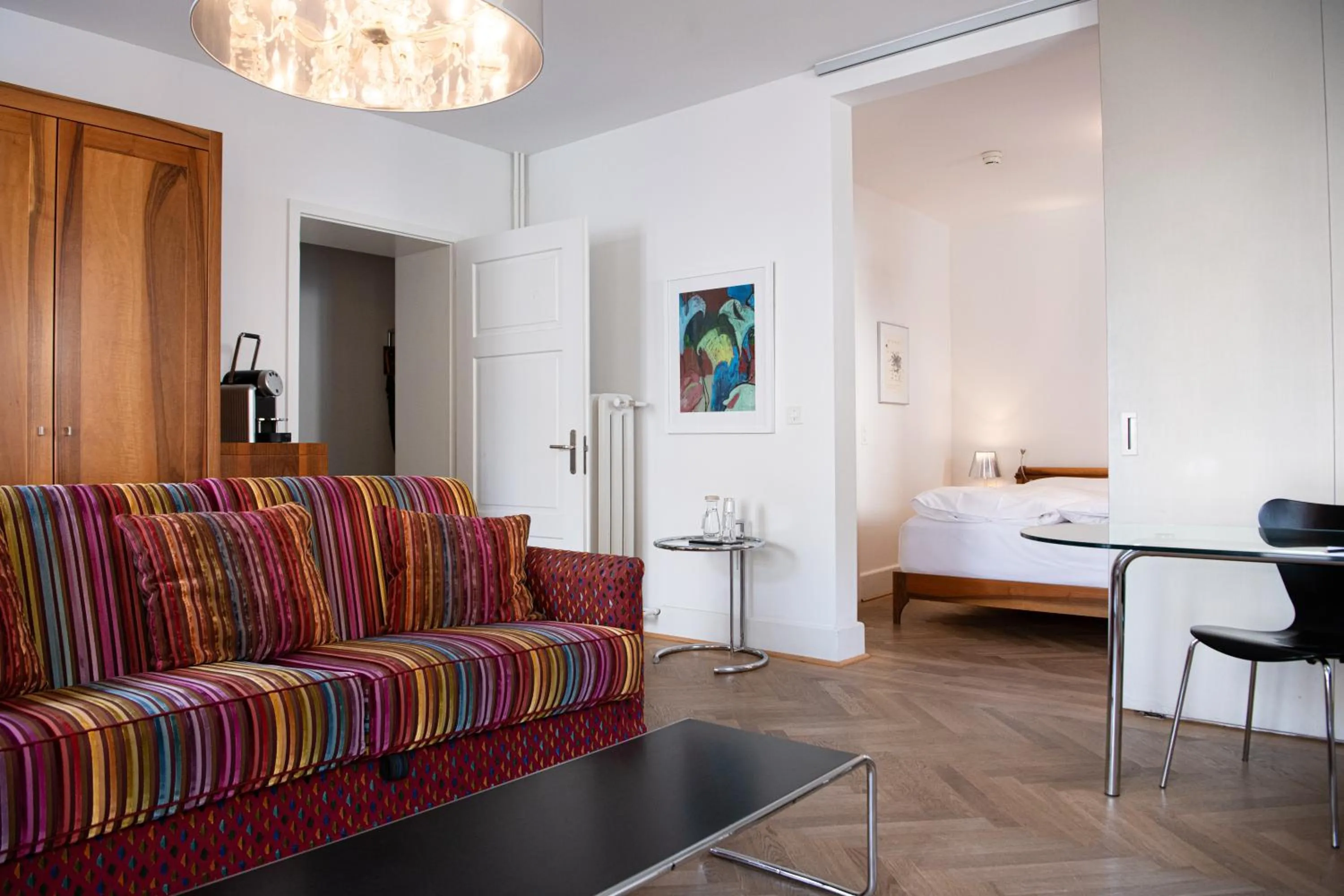 Seating area, Bed in Hotel Saratz Pontresina Mountain Resort & Spa