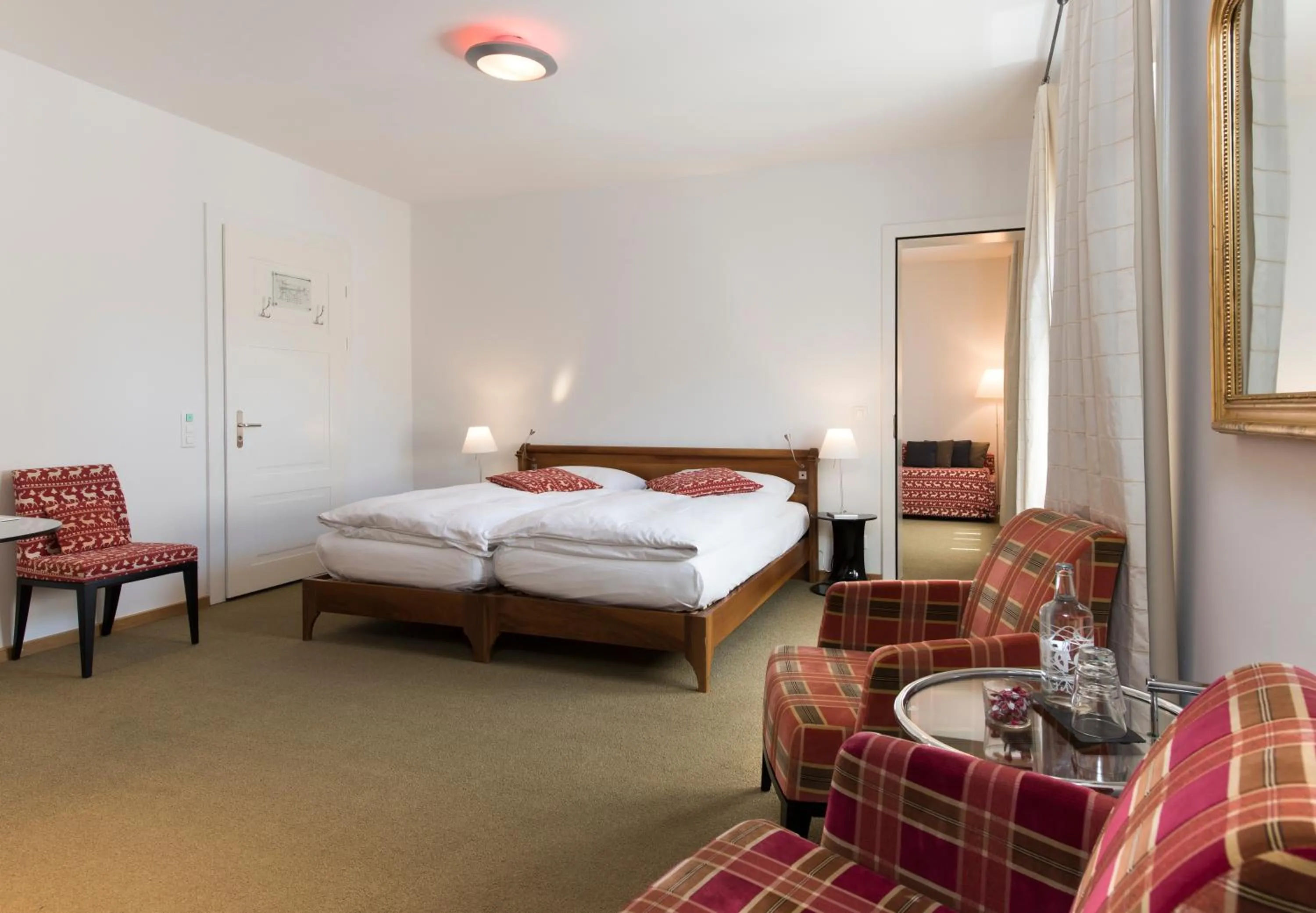 View (from property/room), Bed in Hotel Saratz Pontresina Mountain Resort & Spa