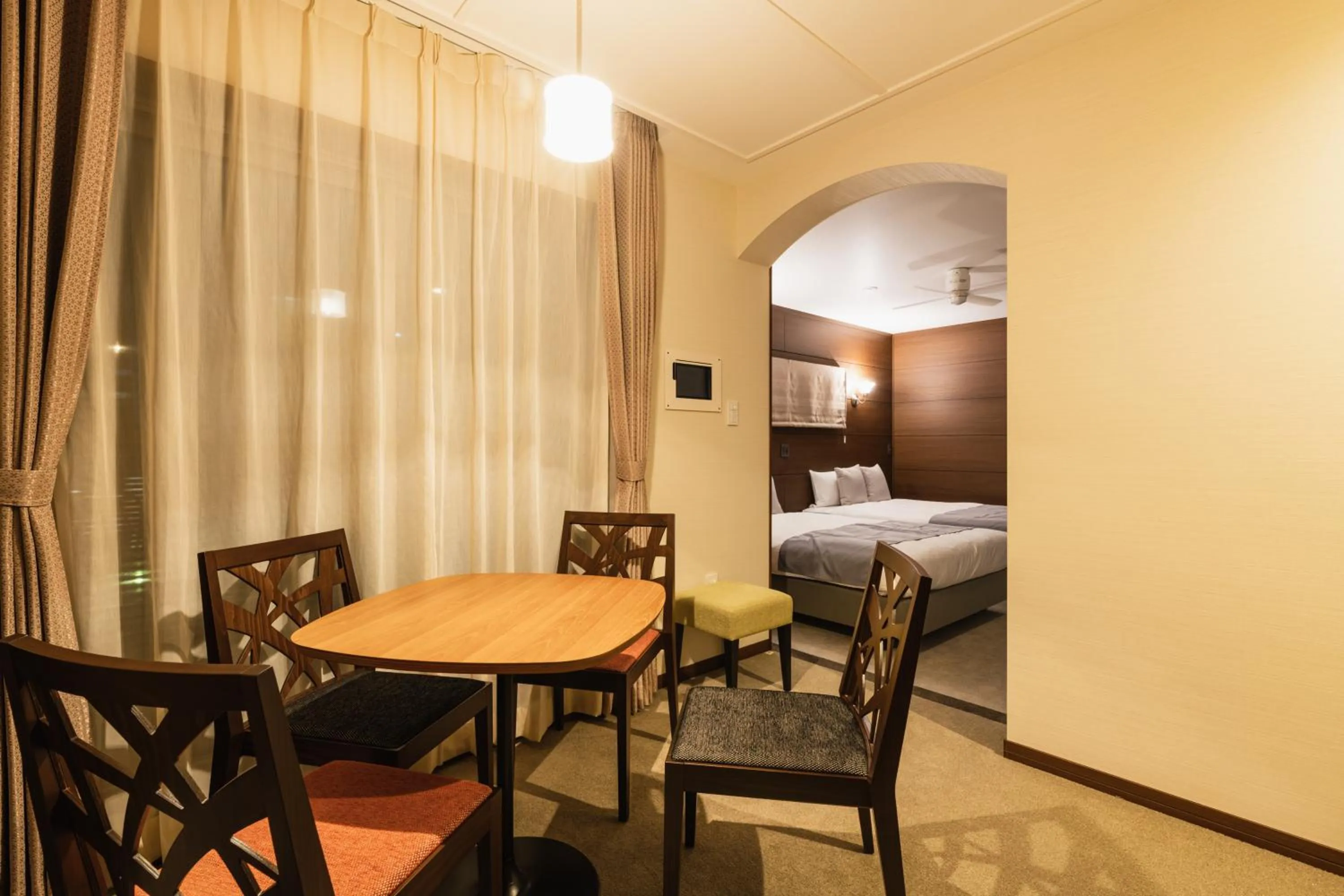 Dining area, Bed in GRAND BASE HAKATA-I