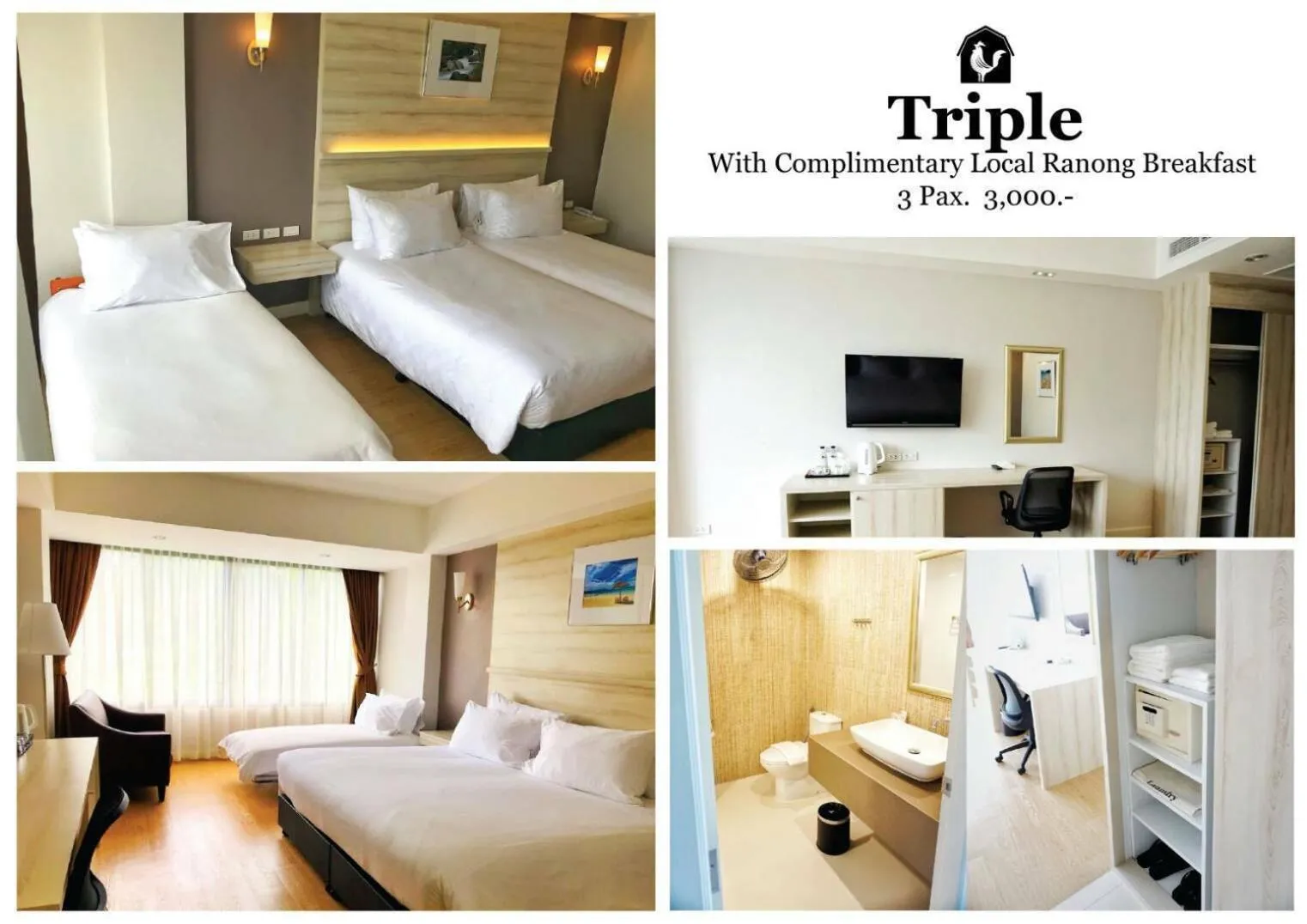 Bed in The Farm House Hotel Ranong