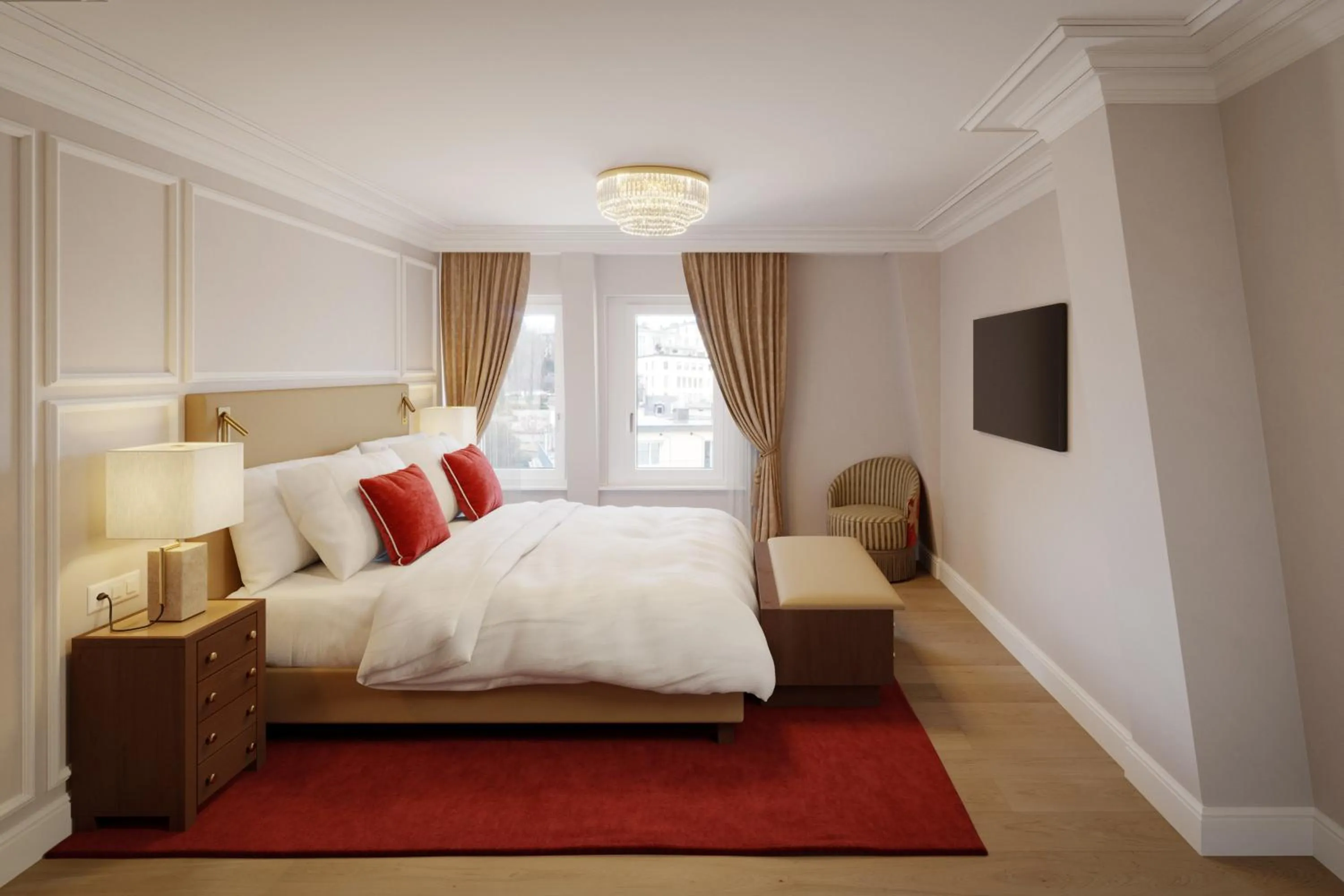 Bed in Grand Hotel National Luzern