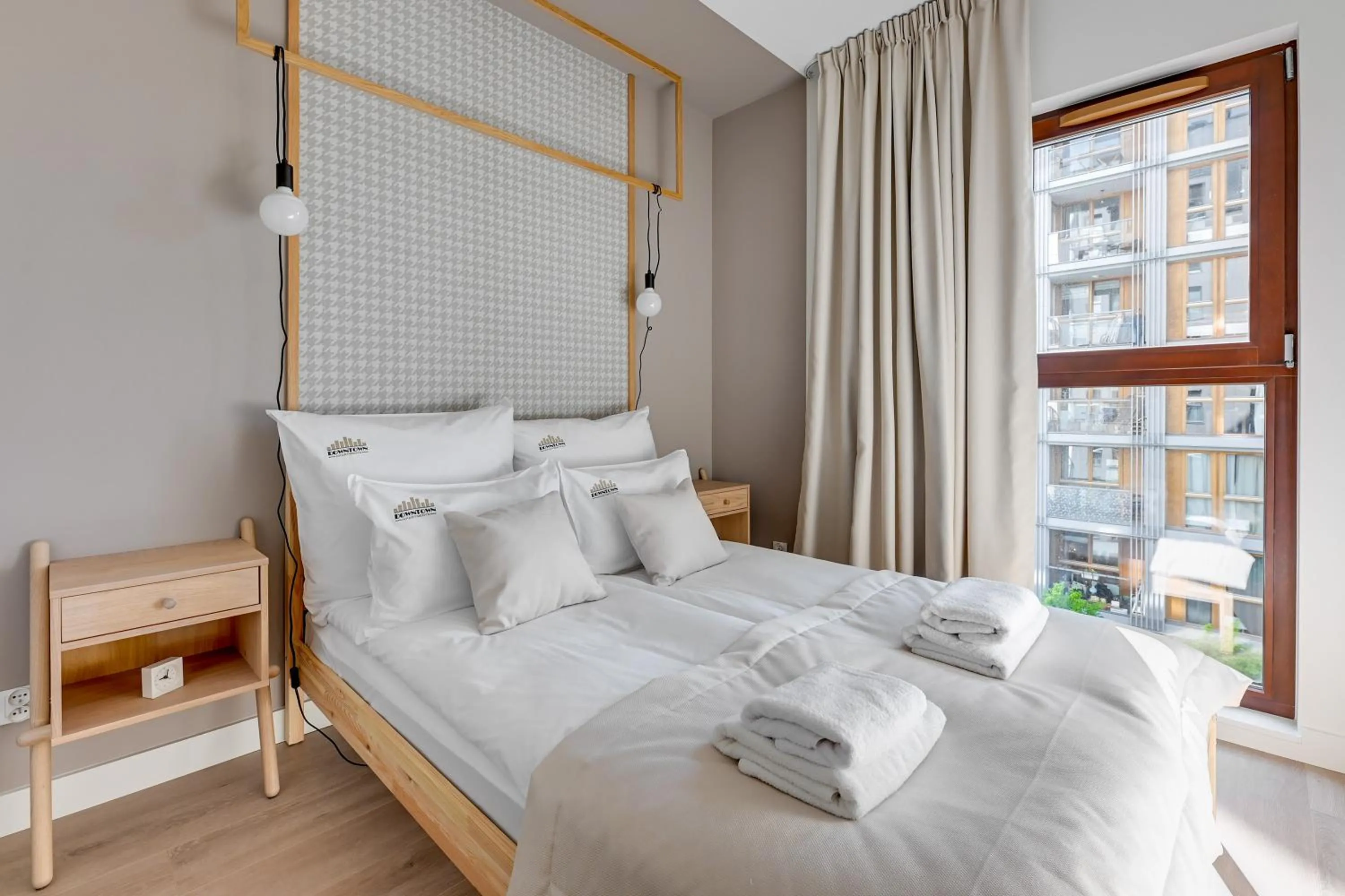 Bedroom, Bed in Aura III Apartments & Free Parking by Downtown Apartments