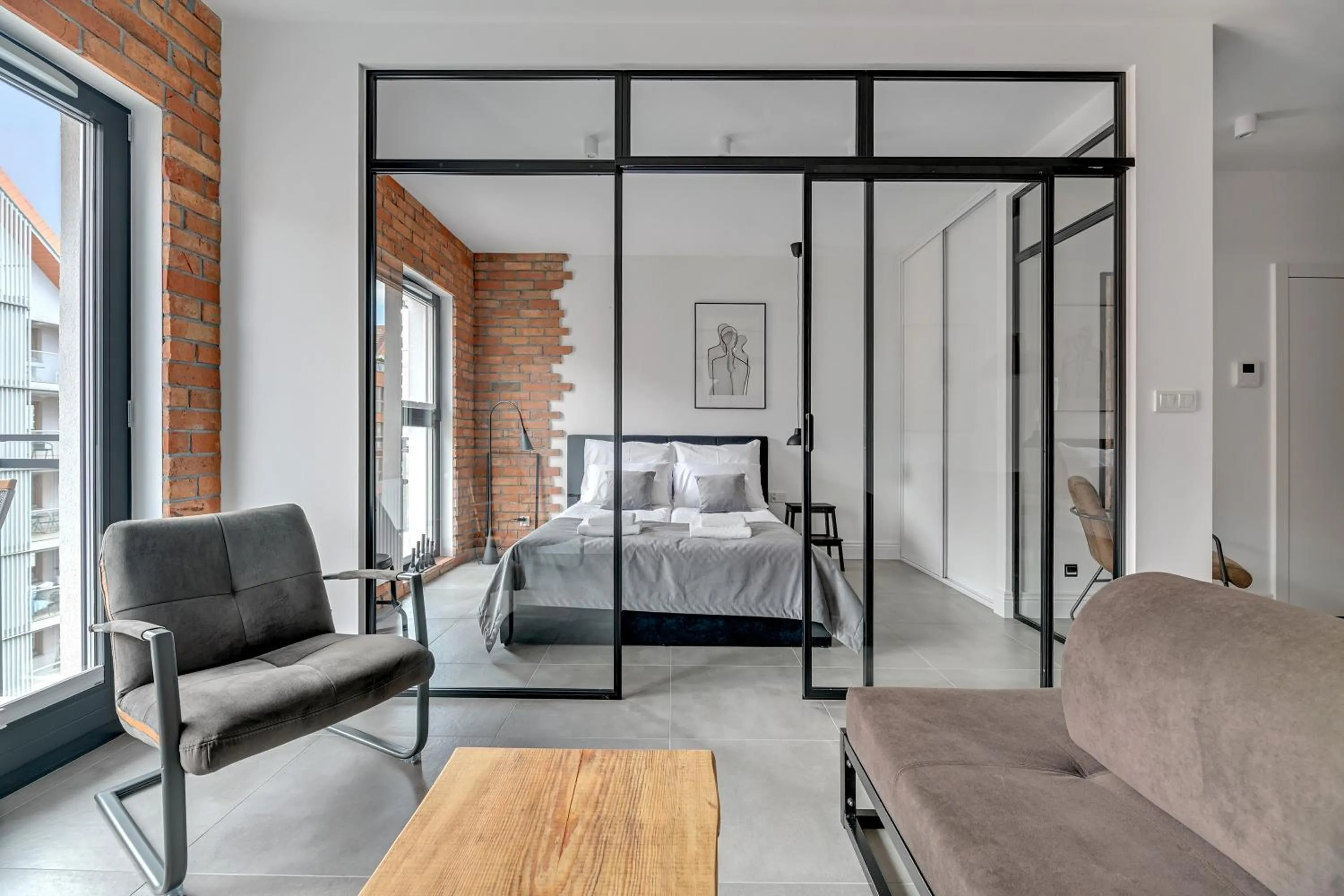 Bedroom, Bed in Aura III Apartments & Free Parking by Downtown Apartments