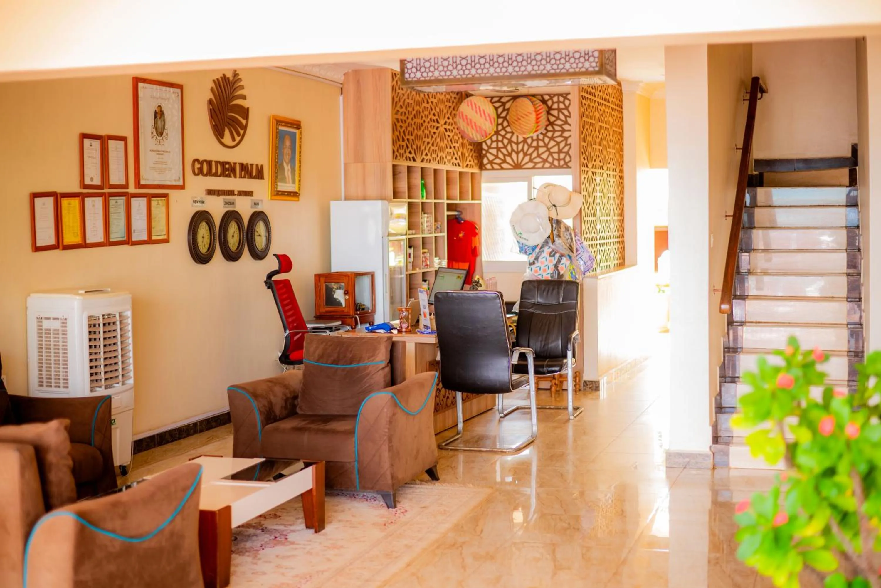 Seating area in Golden Palm Boutique Zanzibar