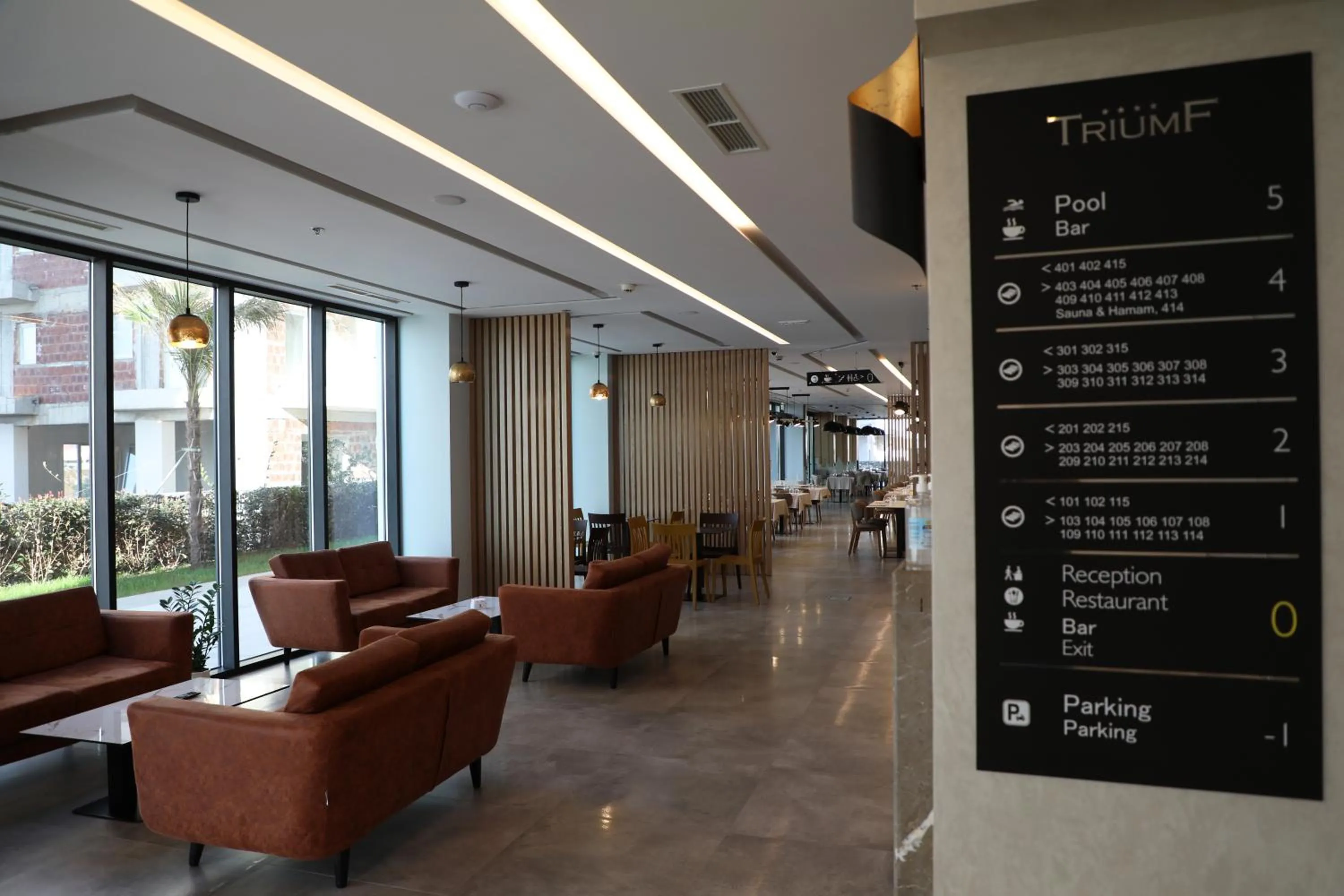 Seating area in Hotel Triumf Shengjin