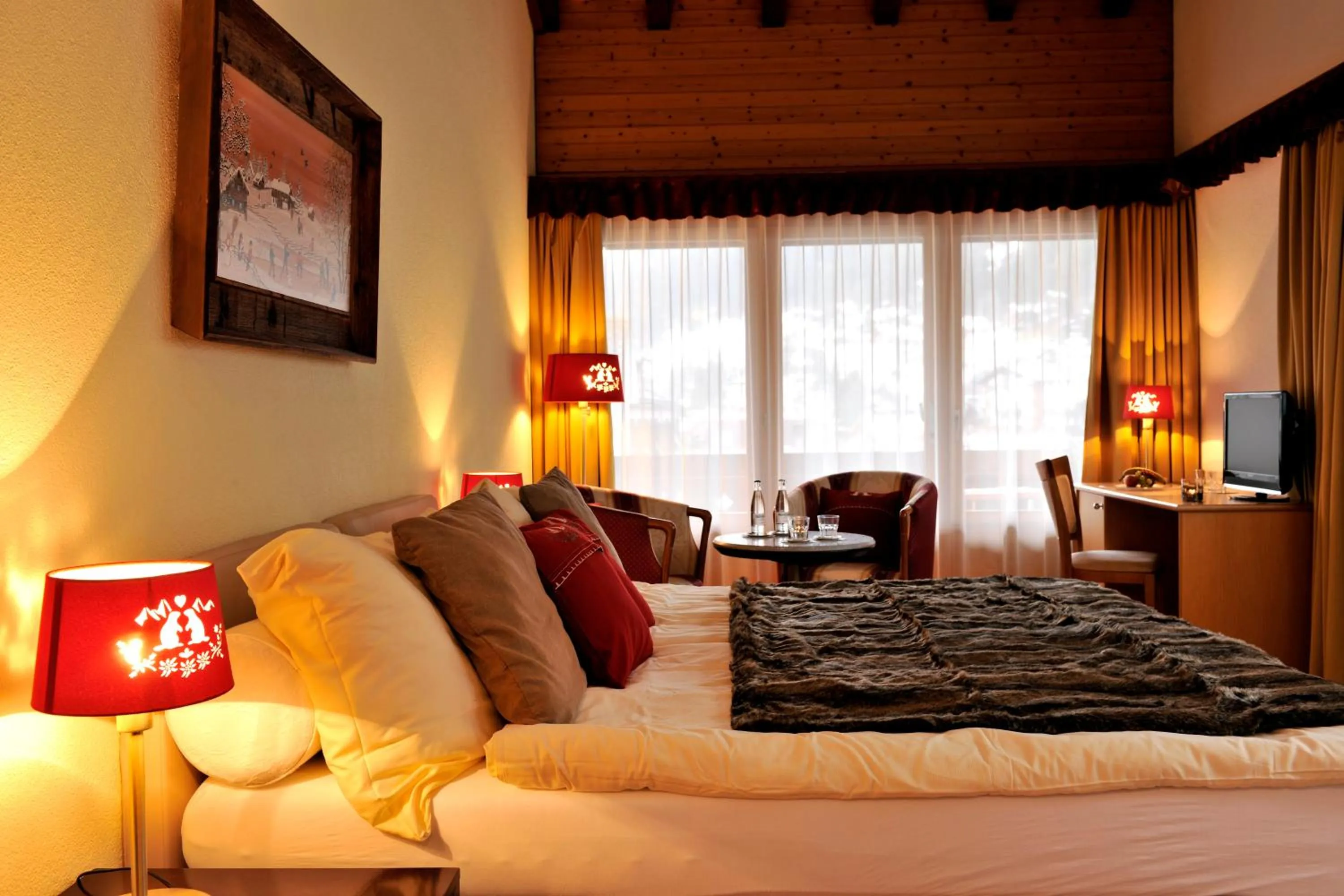 Bed in Chalet-Hotel Beau-Site