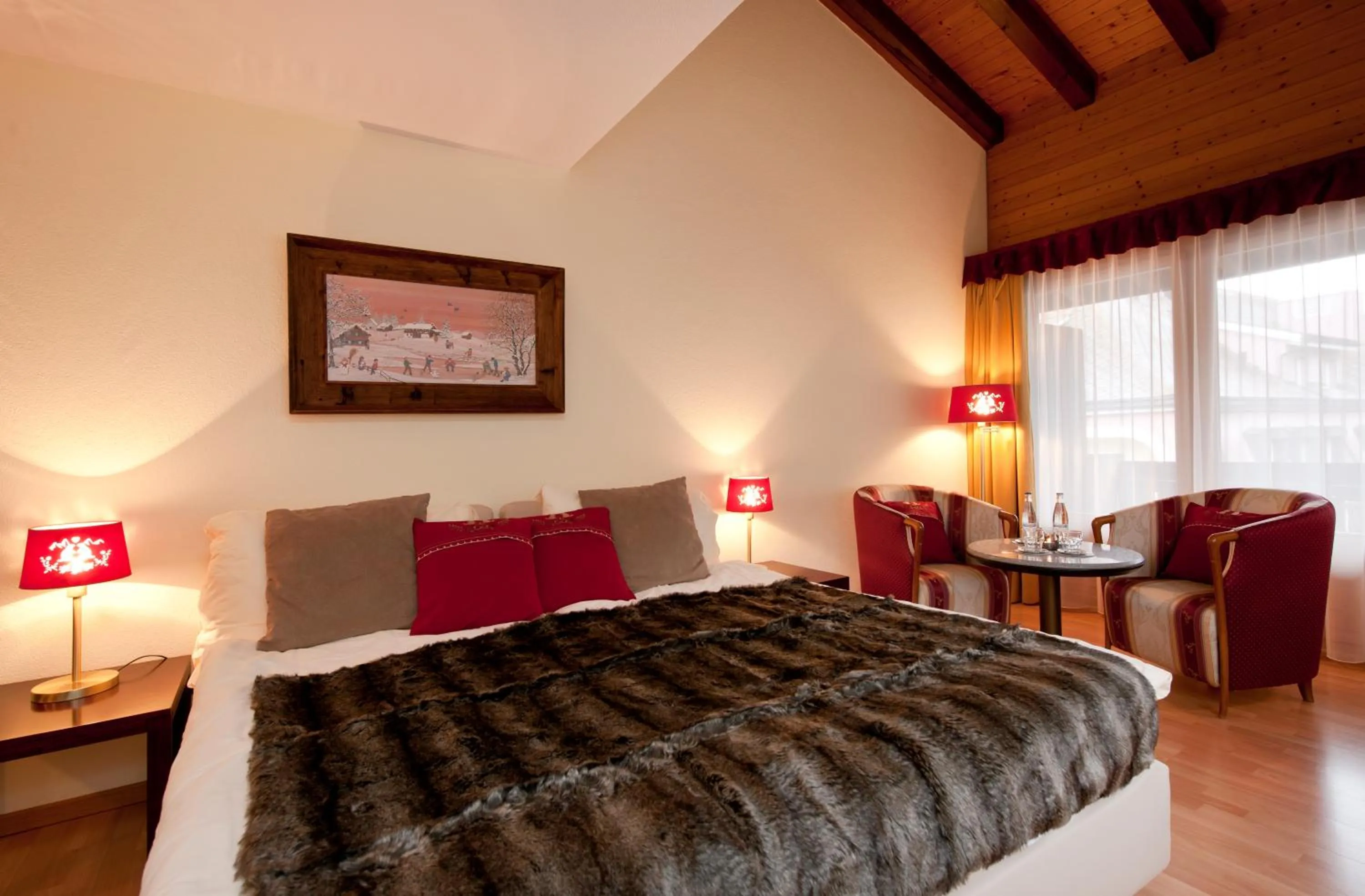 Bed in Chalet-Hotel Beau-Site