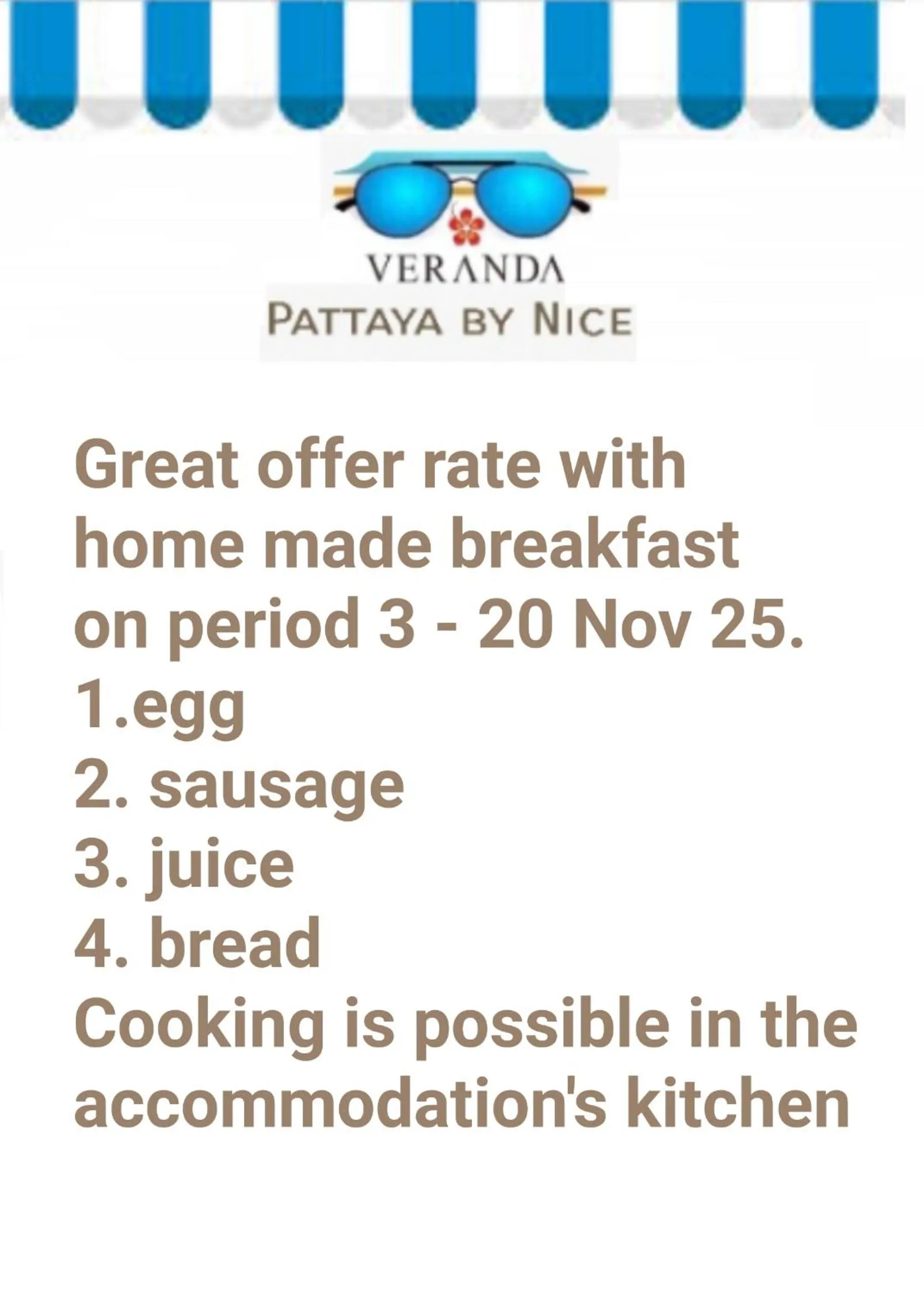 Breakfast in Veranda Residence Pattaya Nice Monthly rate available now