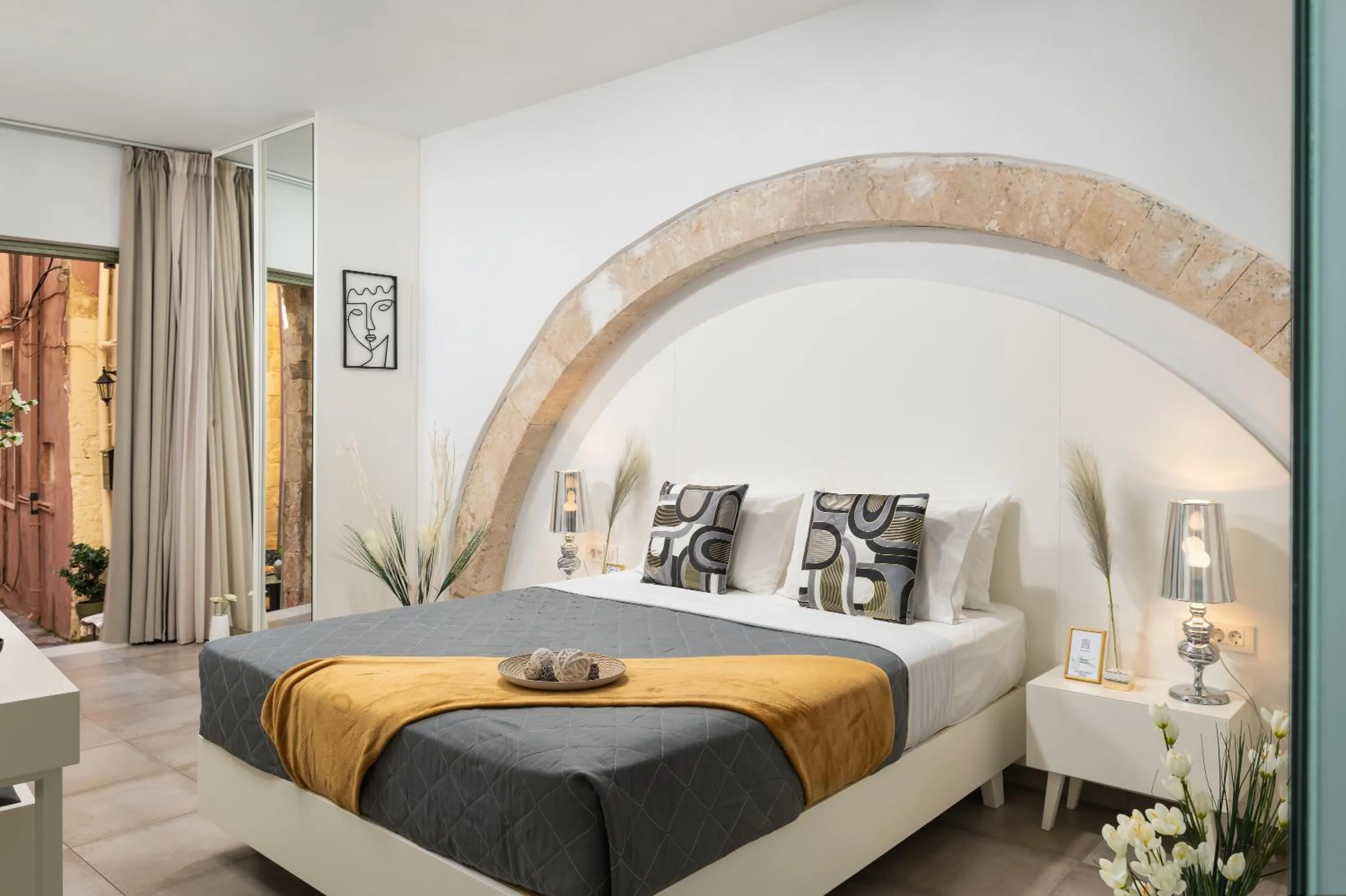 Bed in Elia Portou Luxury Residence