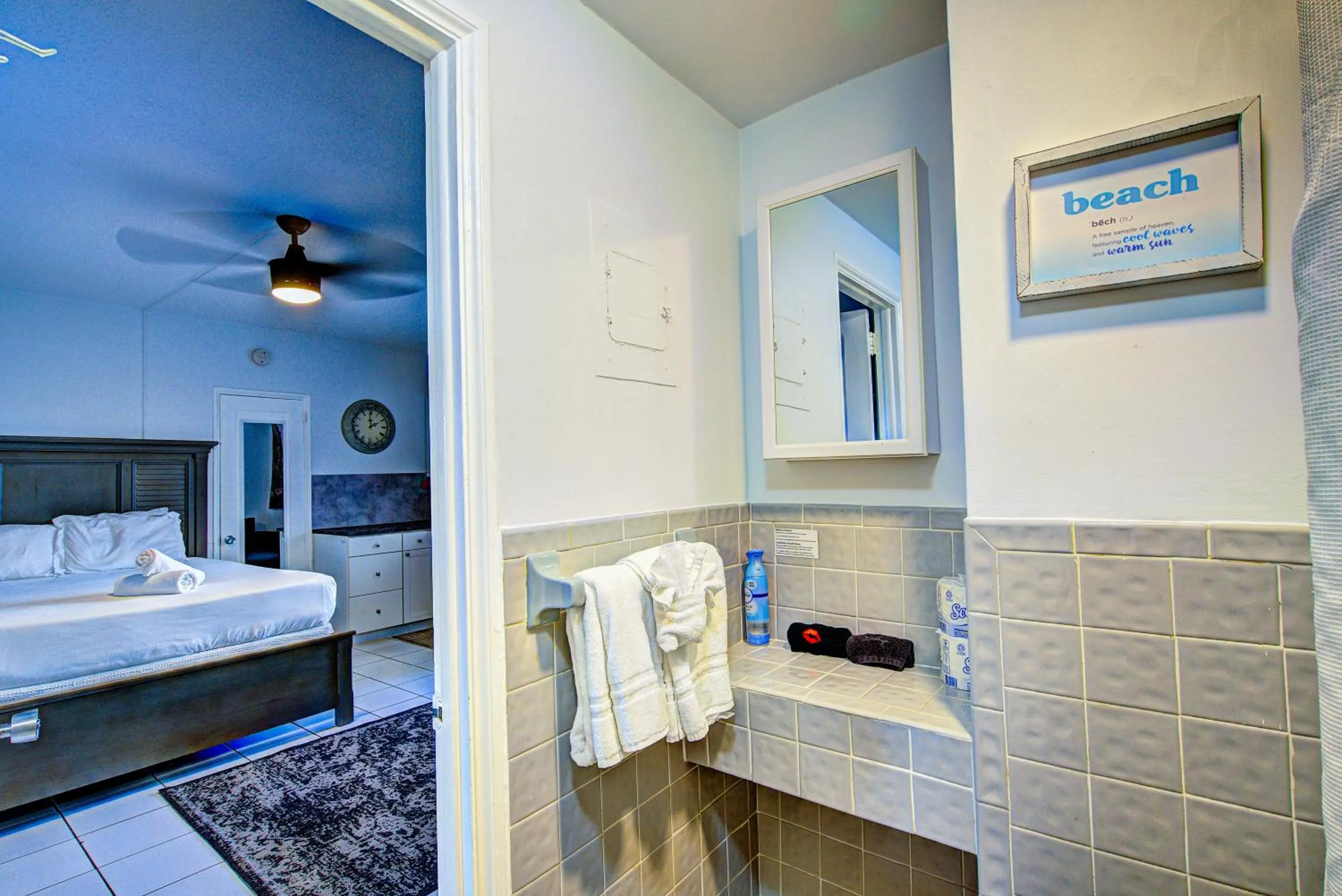 Bathroom in Little Paris by the ocean self check in