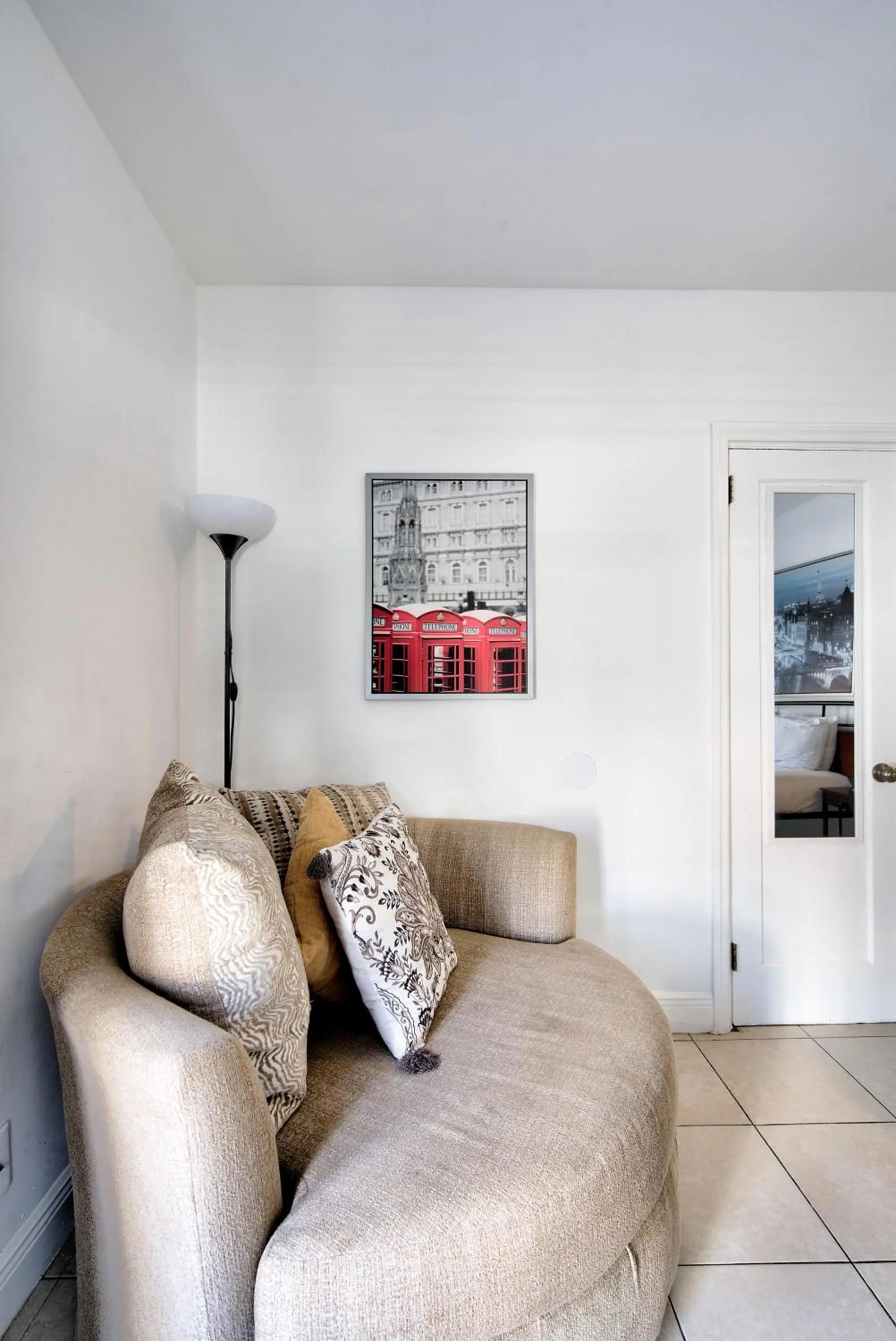 Living room in Little Paris by the ocean self check in