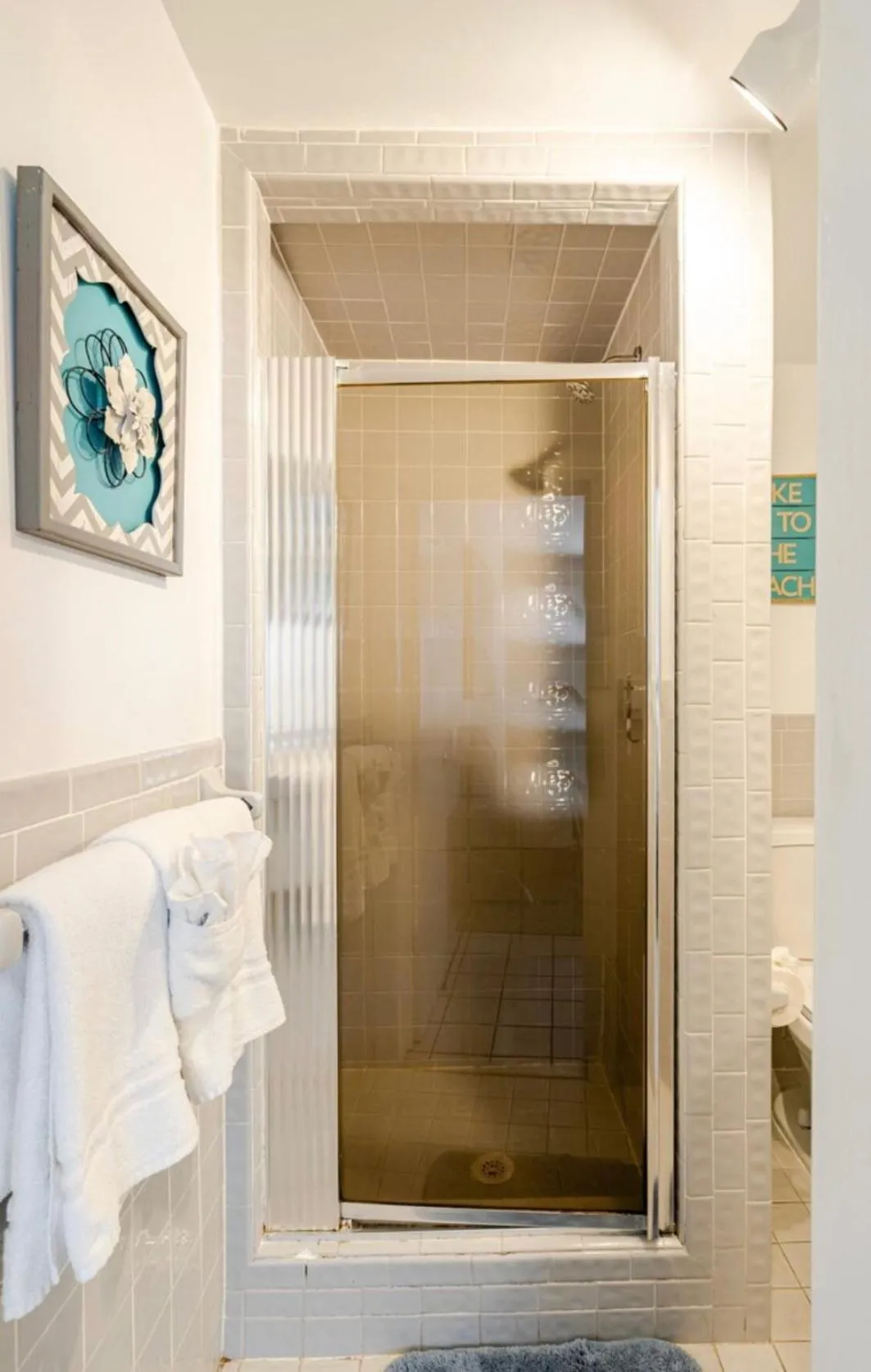 Bathroom in Little Paris by the ocean self check in