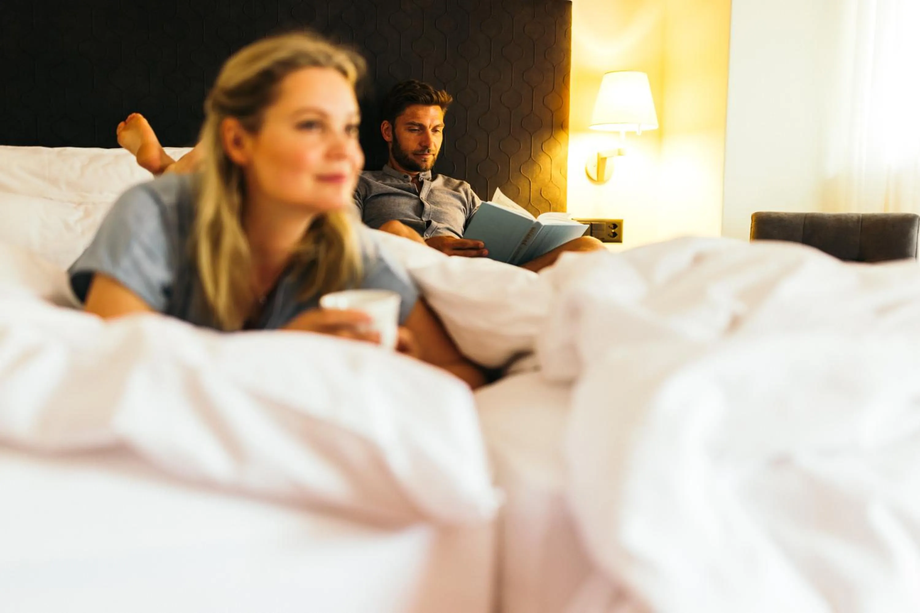 People, Bed in la couronne Hotel & Spa