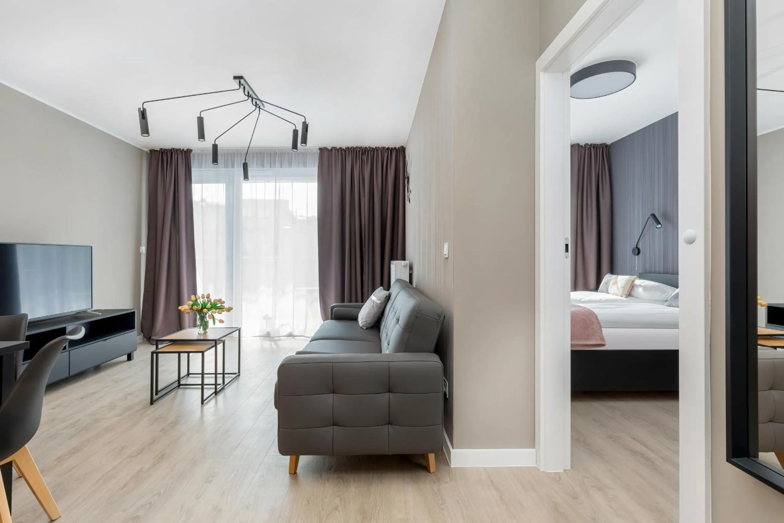 Floor plan, Bed in Modern City Center Apartments by Noclegi Renters