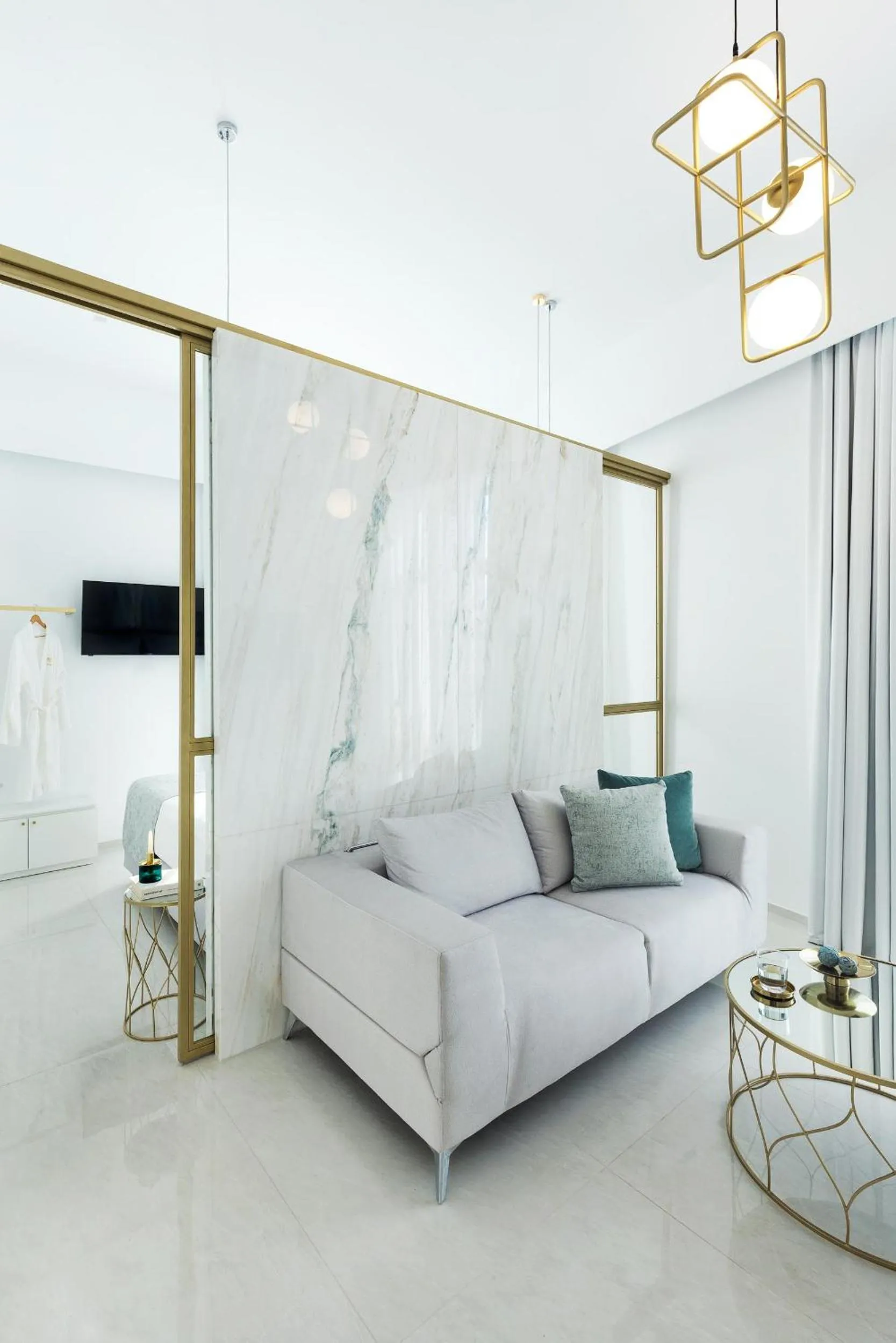 Seating area in Mirabile Luxury Suites