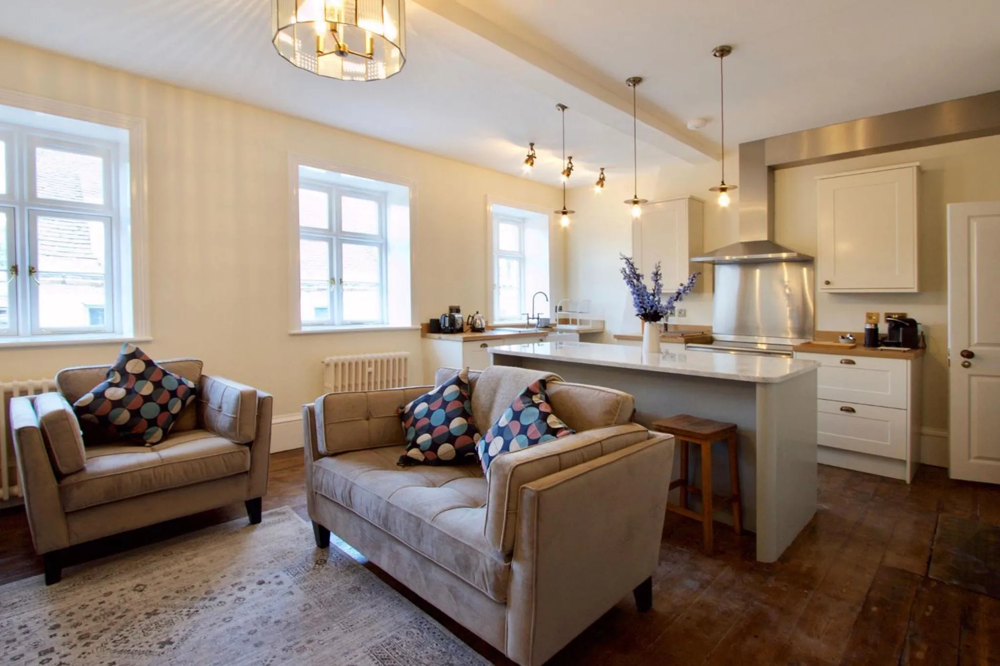 Living room in Old Bank Apartments