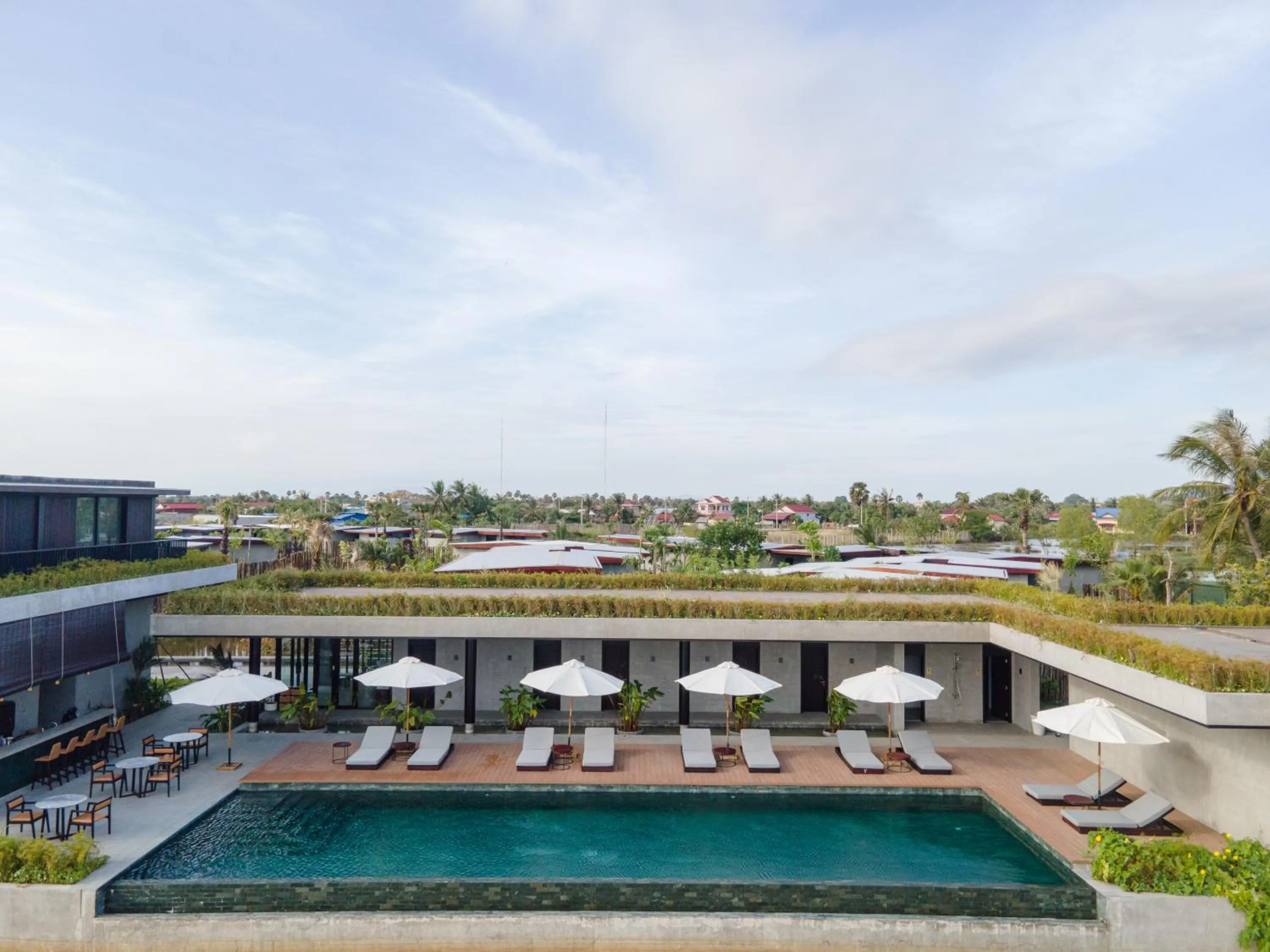 Pool view in Amber Kampot