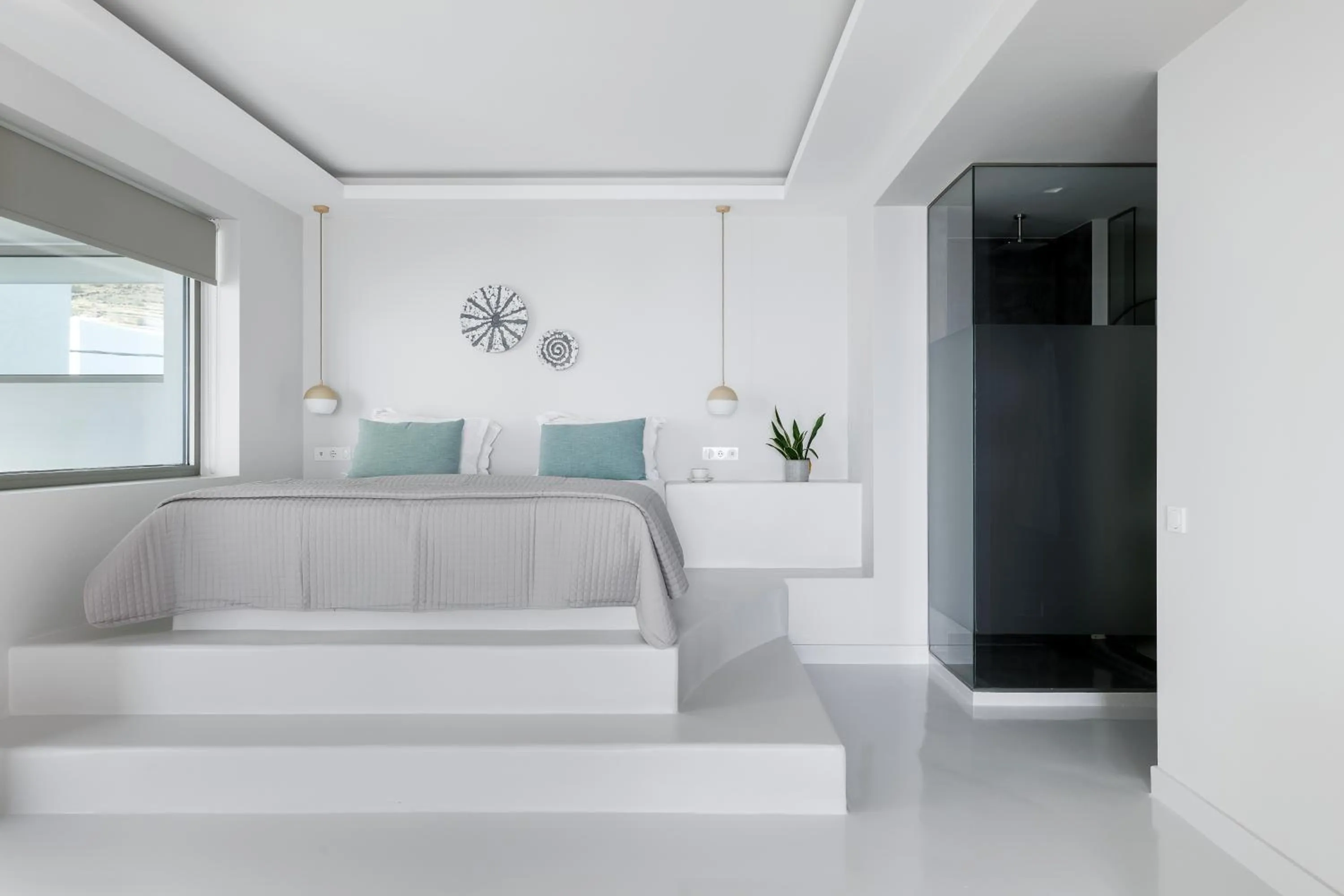 Bed in Infinity View Hotel Tinos