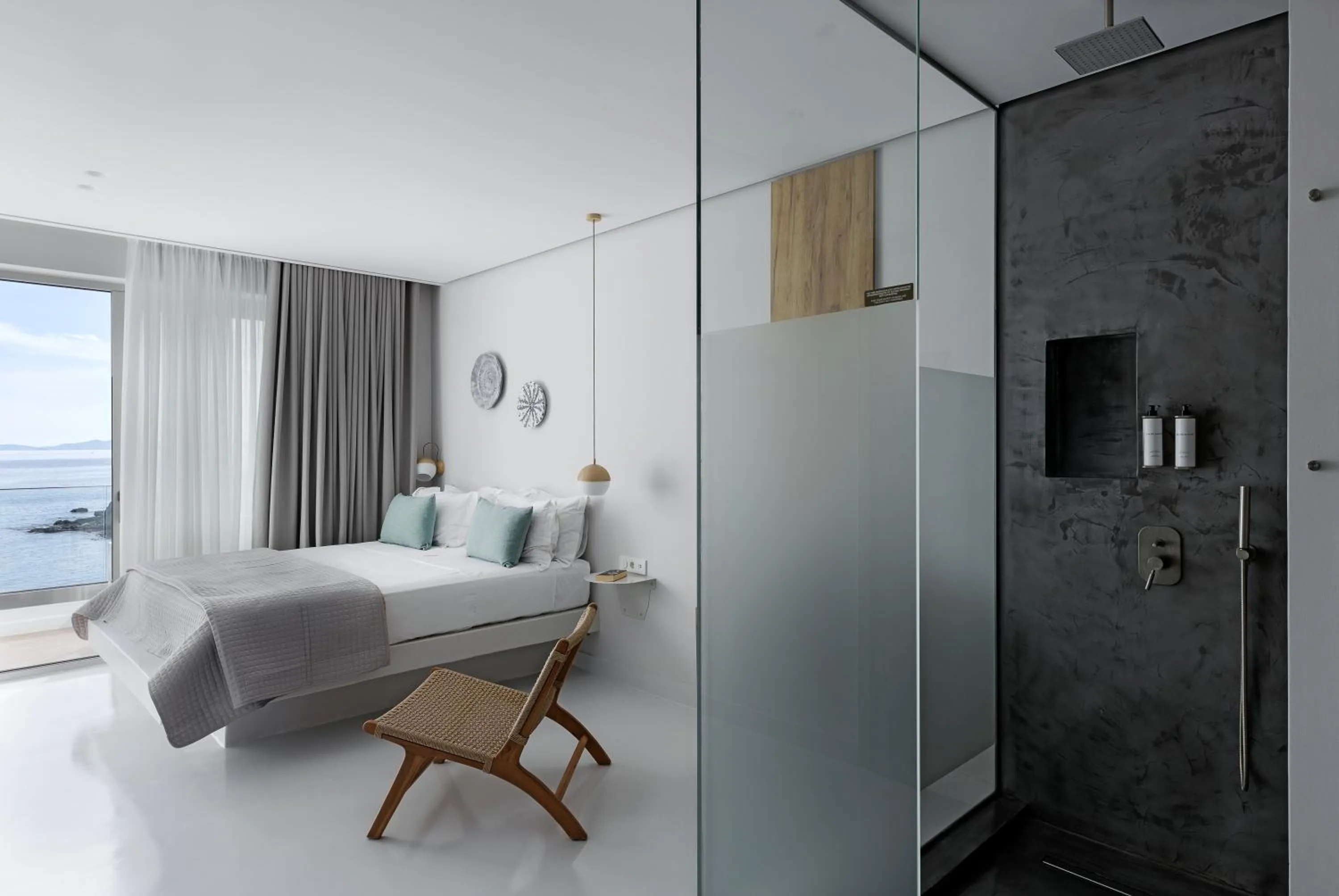 Bed in Infinity View Hotel Tinos