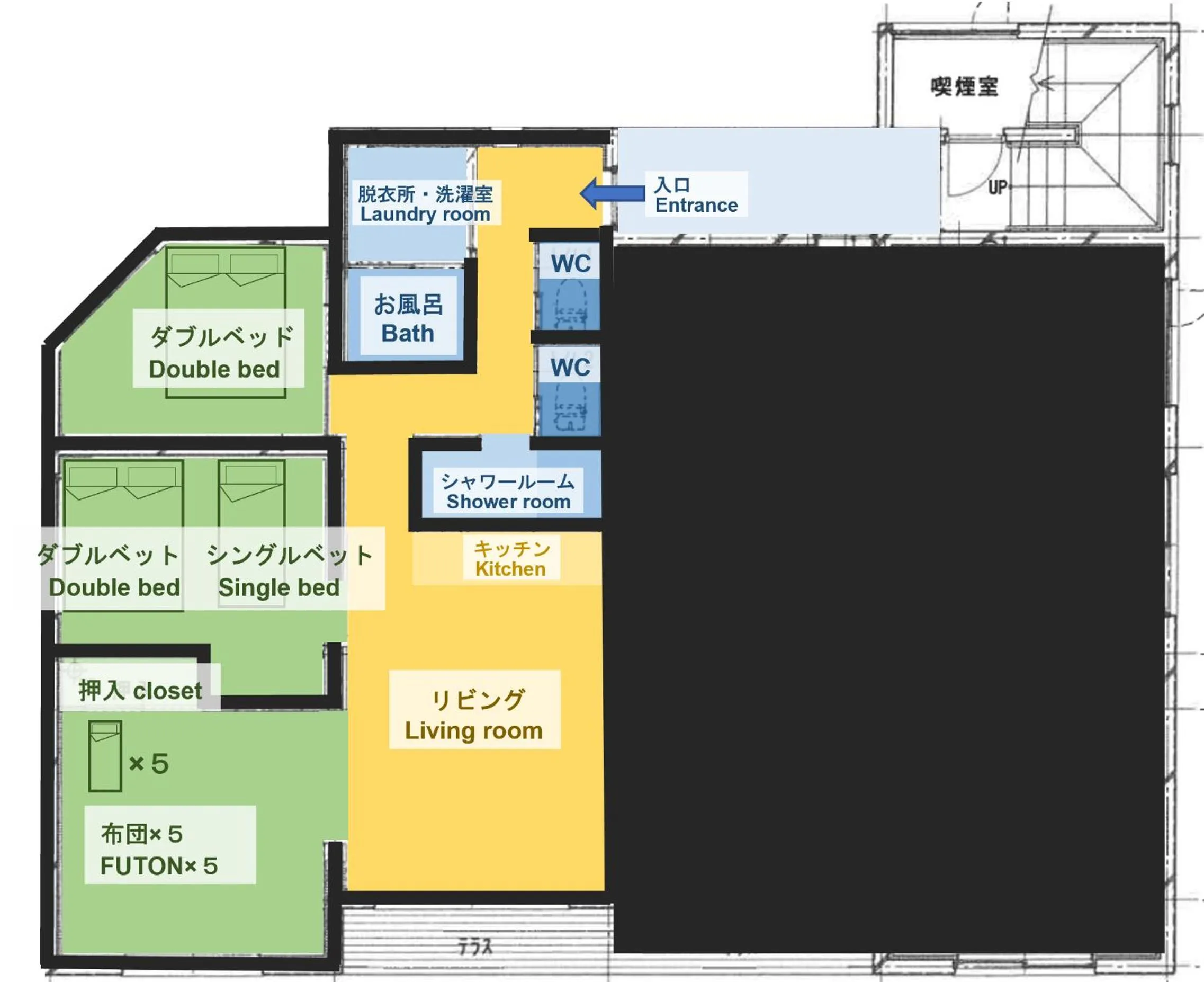 Floor plan in TAKETO STAY Kotoni