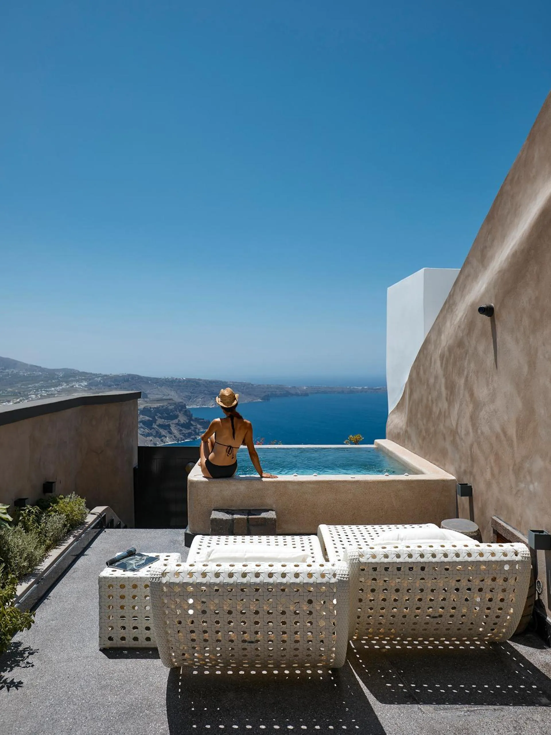 Patio in Luxury Villa Blue Dome Santorini