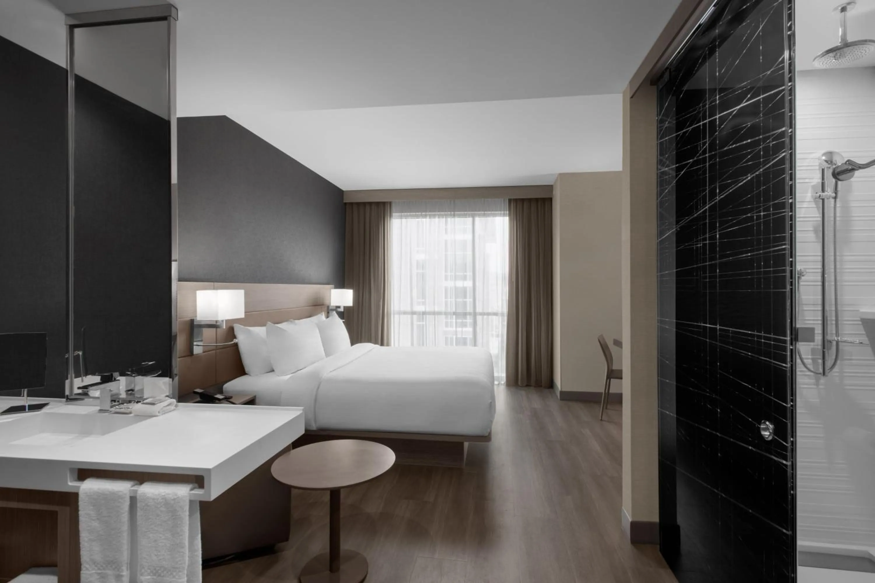 Photo of the whole room, Bed in AC Hotel by Marriott Pittsburgh Southpointe