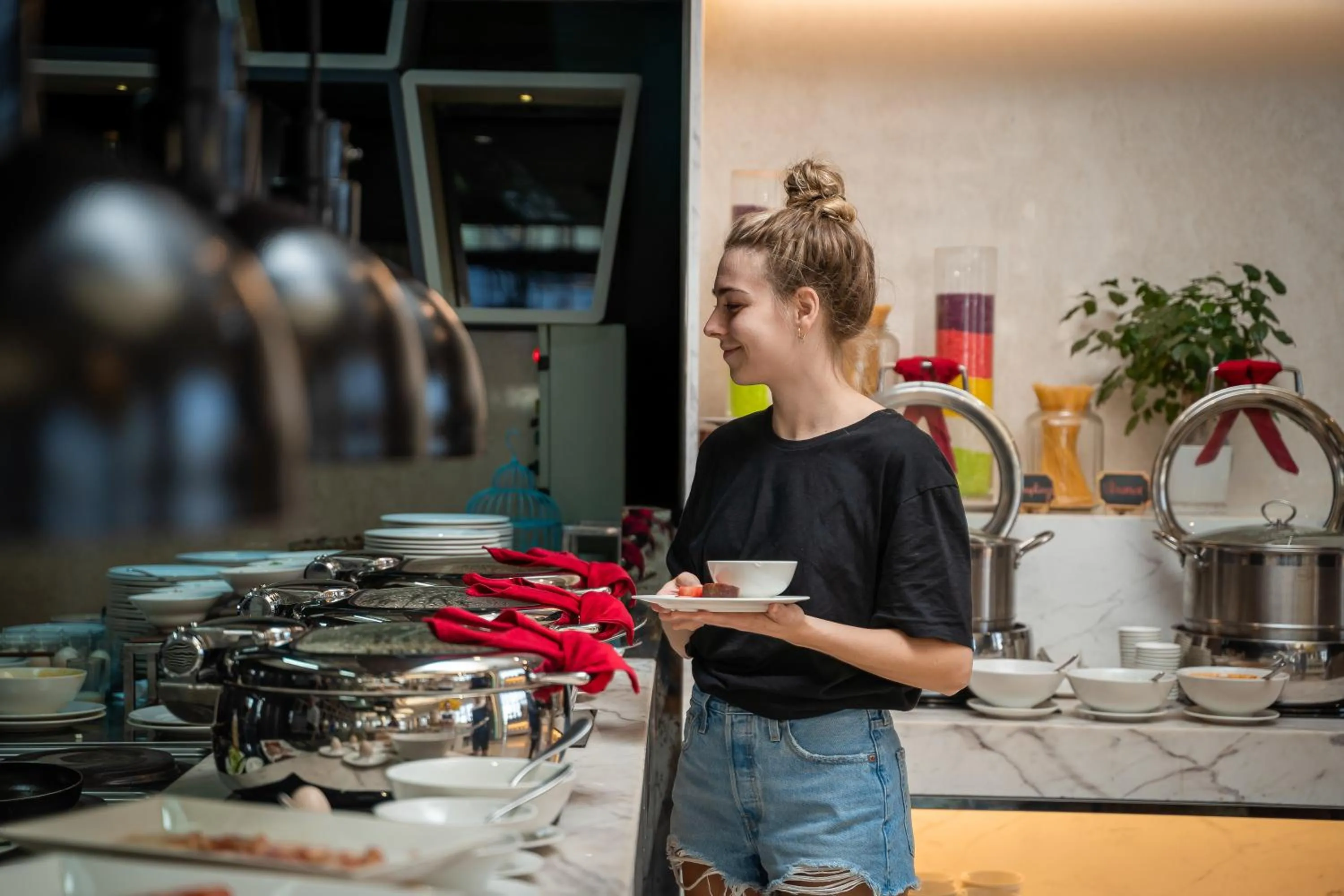 Buffet breakfast in DeLaSea Ha Long Hotel - Modern Bayview Escape