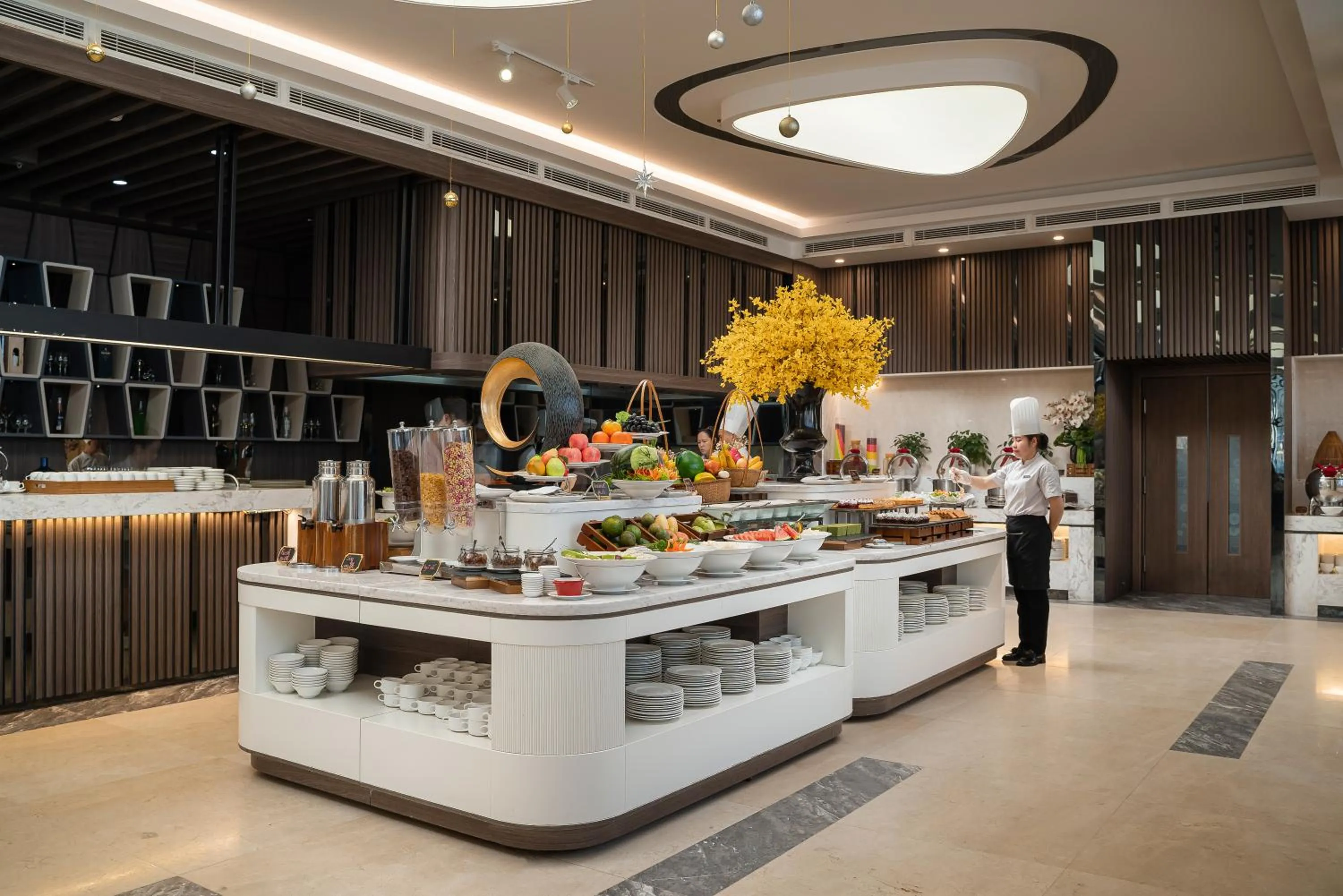 Buffet breakfast in DeLaSea Ha Long Hotel - Modern Bayview Escape