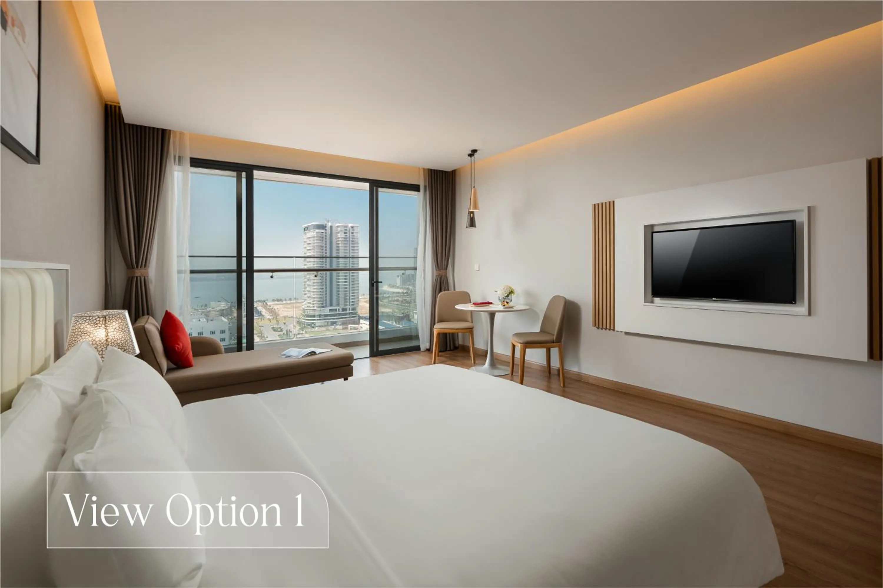 View (from property/room), Bed in DeLaSea Ha Long Hotel - Modern Bayview Escape