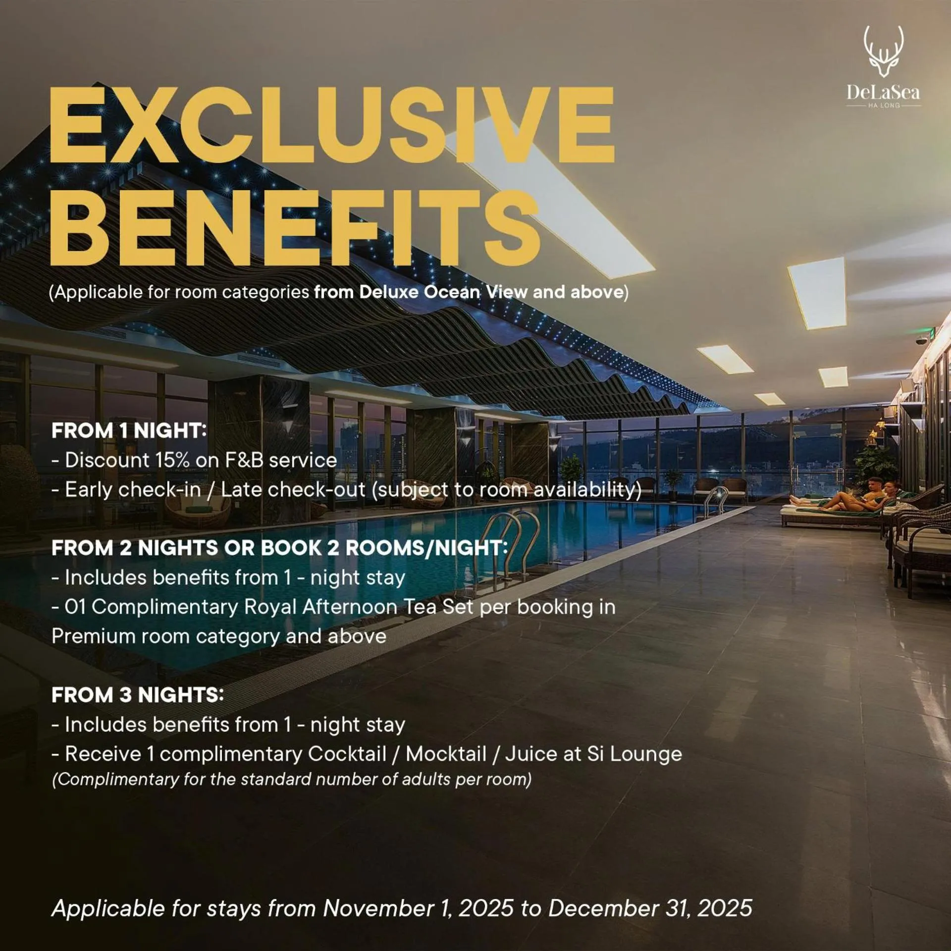 Swimming pool in DeLaSea Ha Long Hotel - Modern Bayview Escape