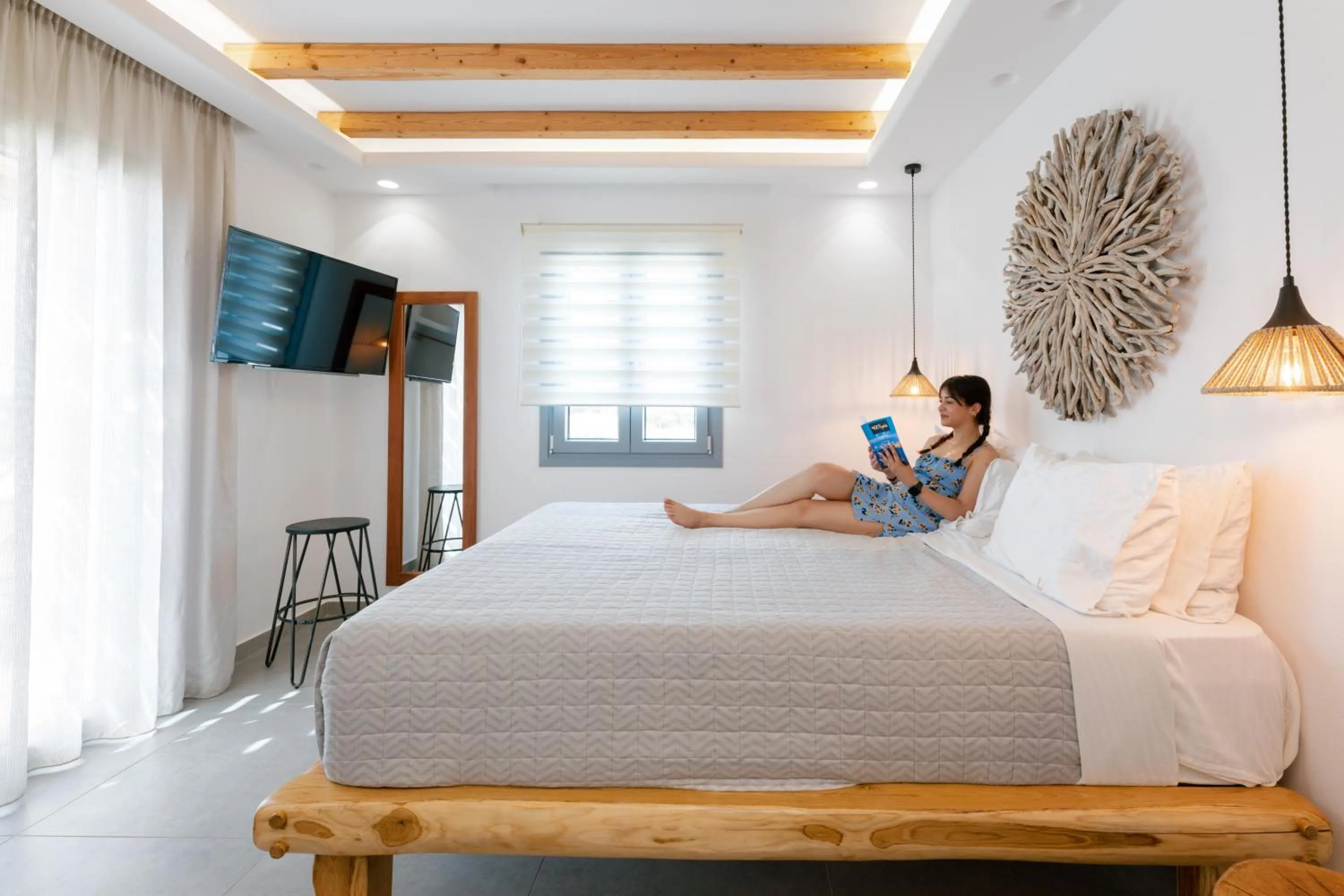 Bed in Naxos Finest Hotel & Villas