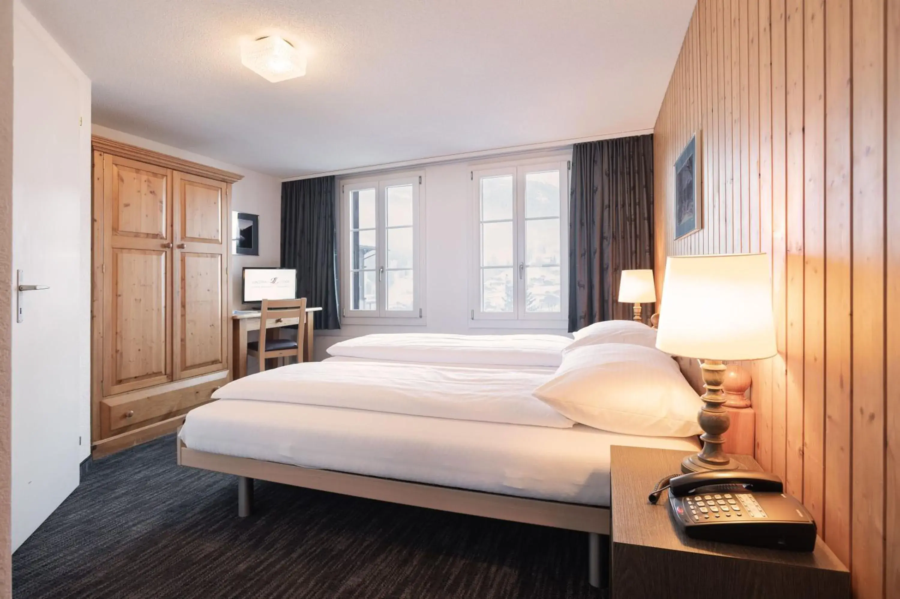 Bedroom, Bed in Jungfrau Lodge, Swiss Mountain Hotel Bedroom, Bed in Jungfrau Lodge, Swiss Mountain Hotel