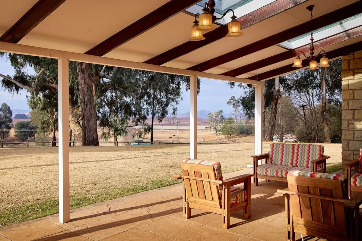 Patio in Bergview Farm Cottage by First Private Stays