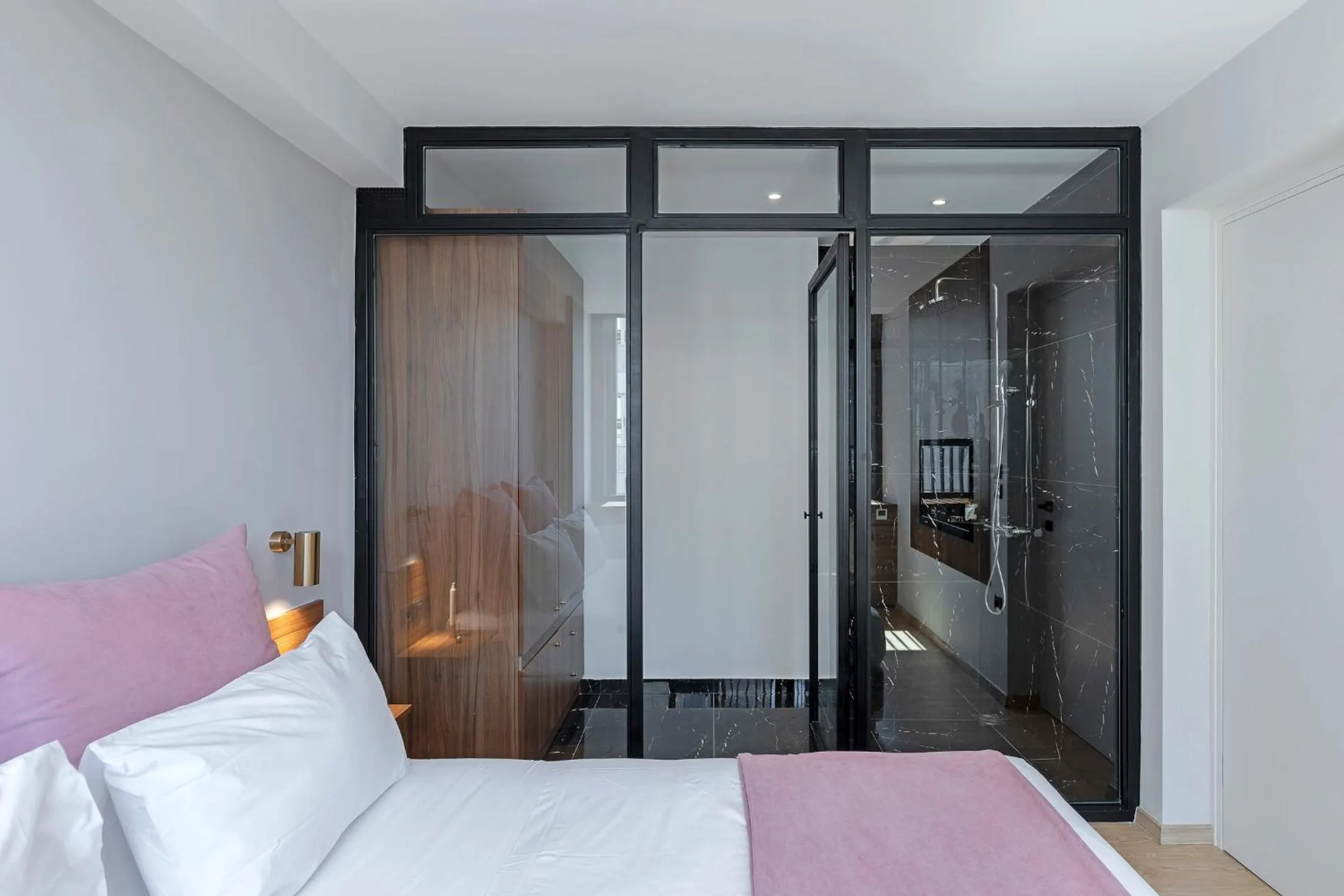 Bathroom, Bed in Filopappou Hill Suites by Athens Stay