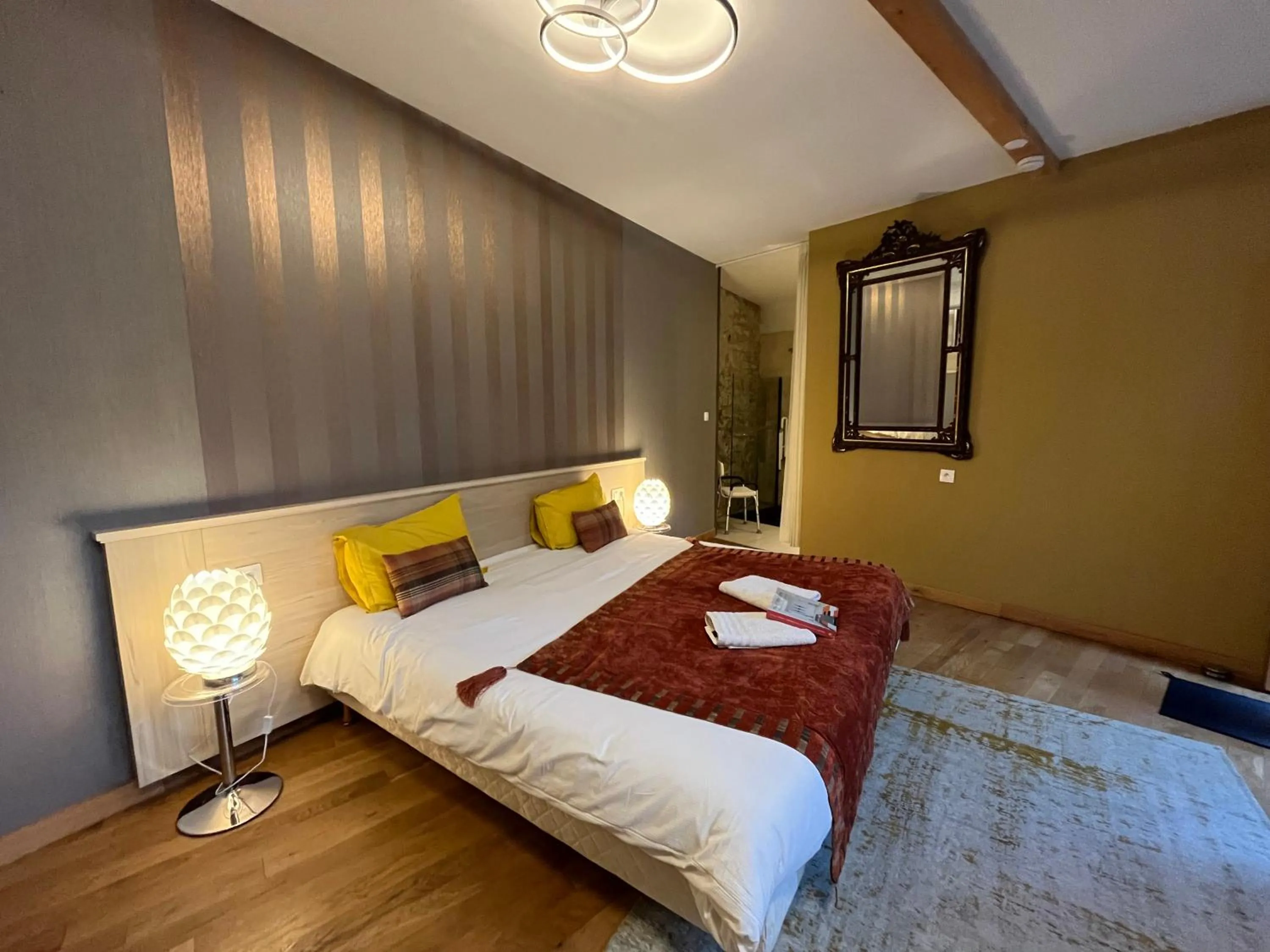 Bed in Logis Hotel Nature Cathare