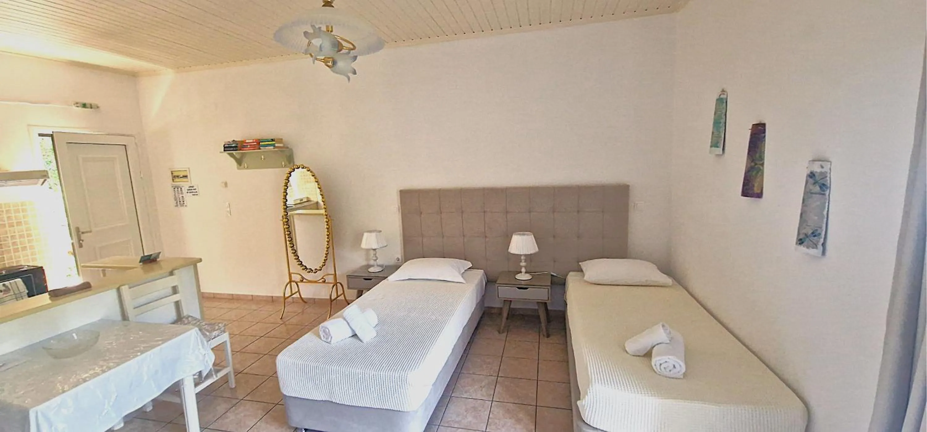 Bed in LIvadi Studios with Pool