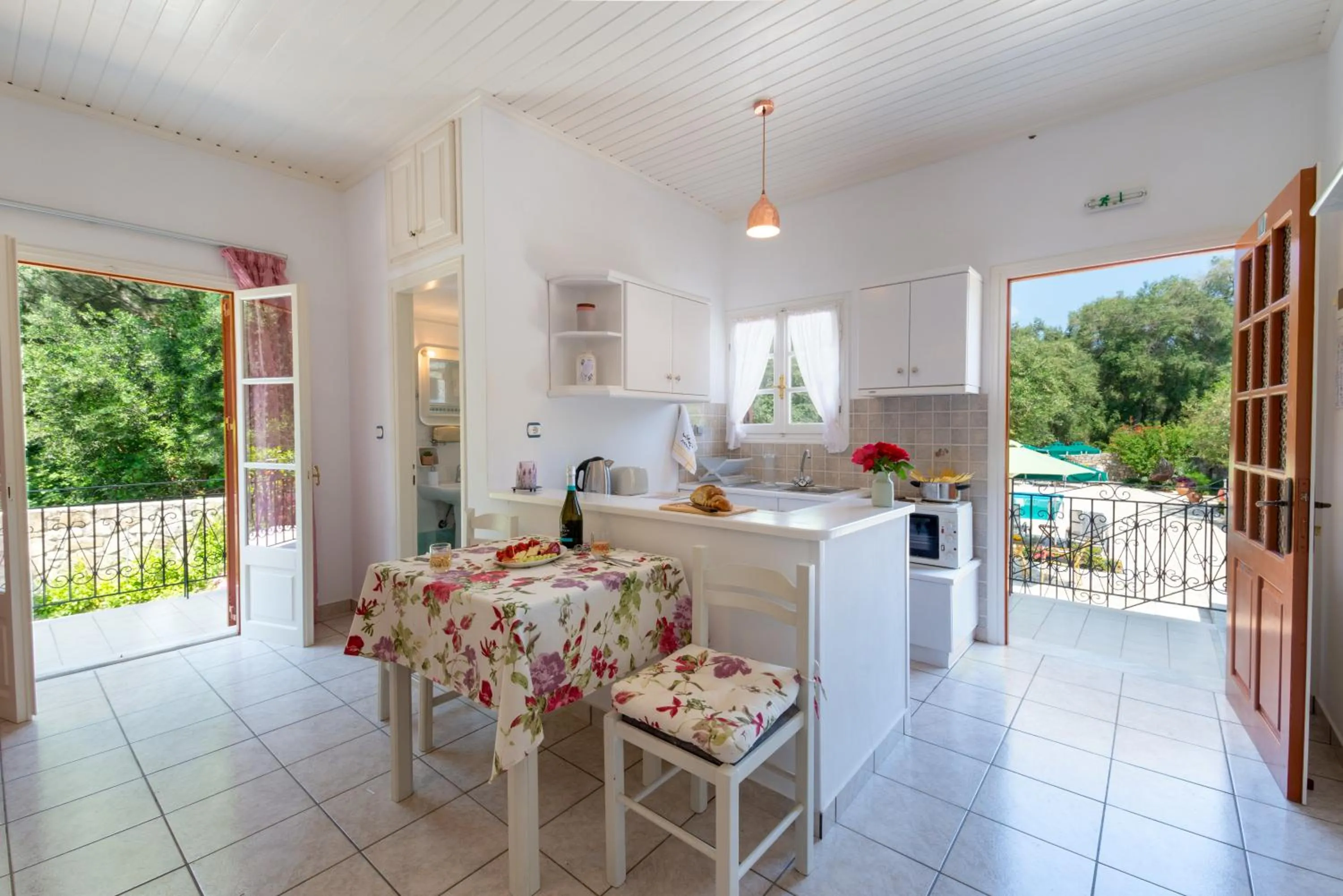 Balcony/Terrace in LIvadi Studios with Pool