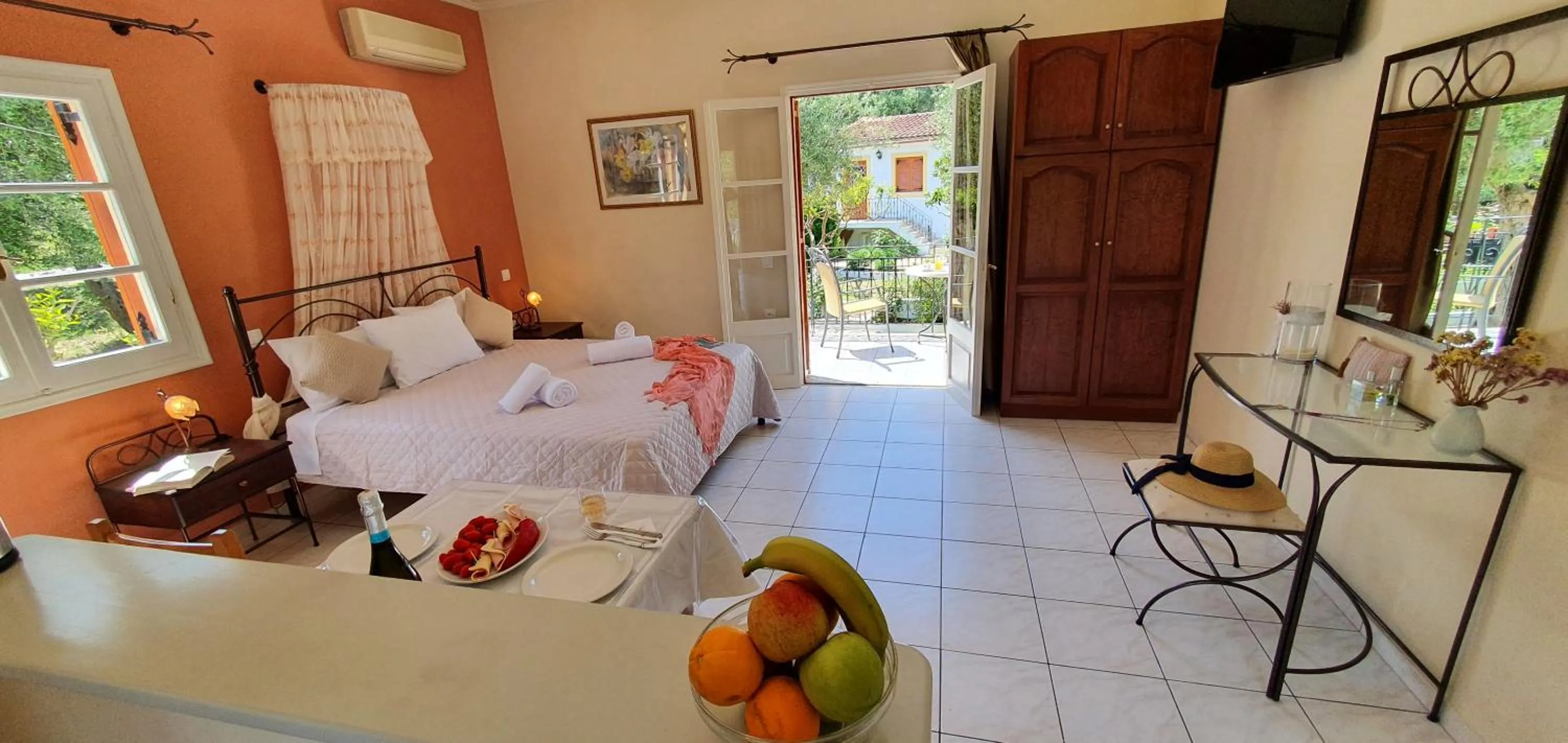 Bed in LIvadi Studios with Pool