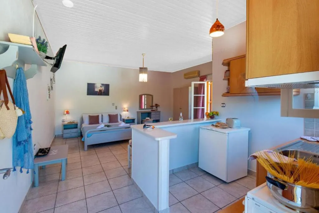 Bed in LIvadi Studios with Pool